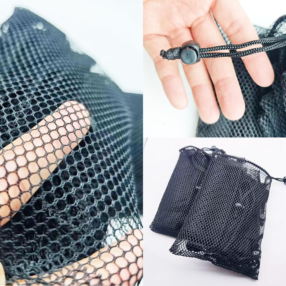 20 PCS Small Mesh Bags Nylon Backpack Drawstring Storage Black 6×8 Inch