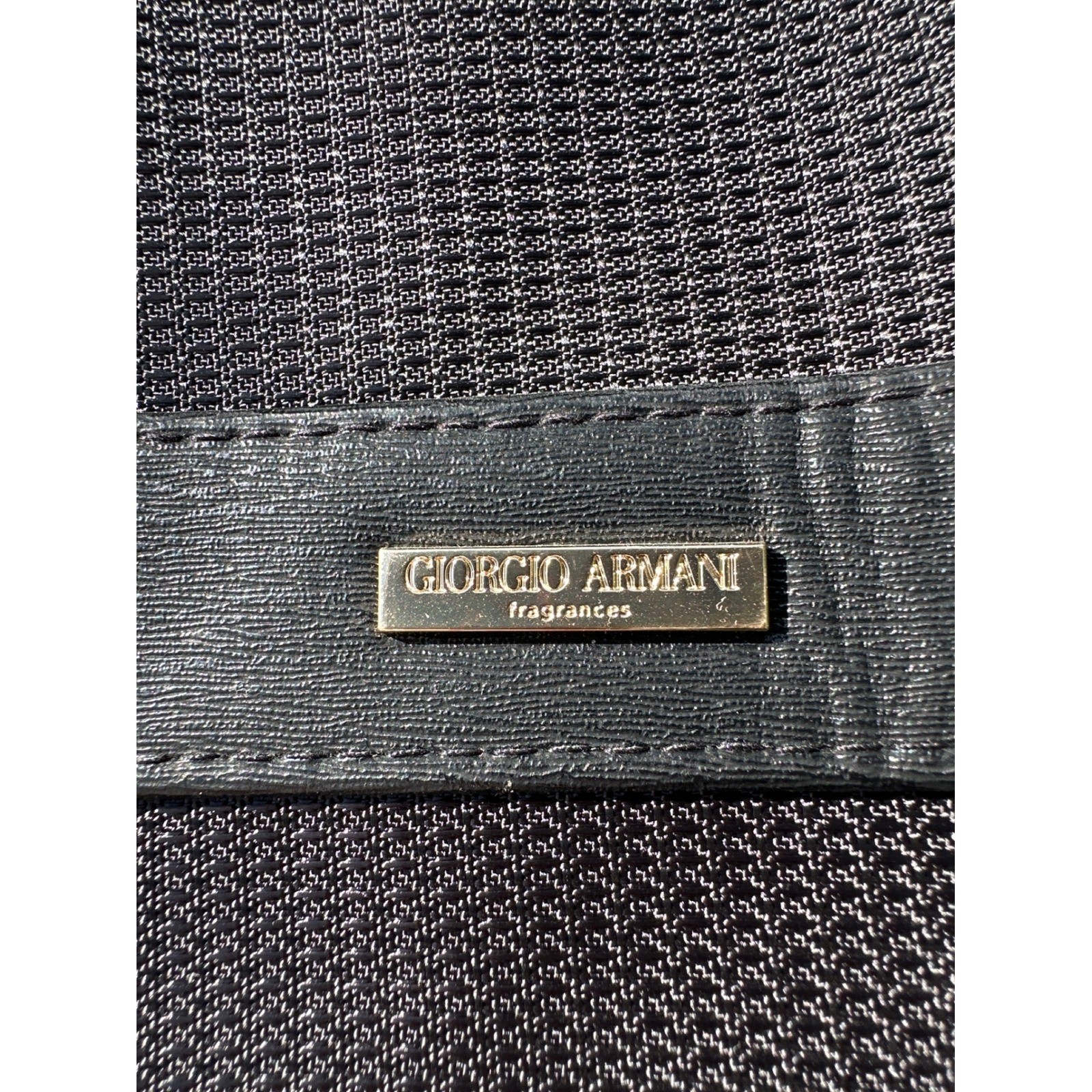 Giorgio Armani Fragrances Black Mesh Duffel Bag Travel Weekend Gym Bag Logo Gold