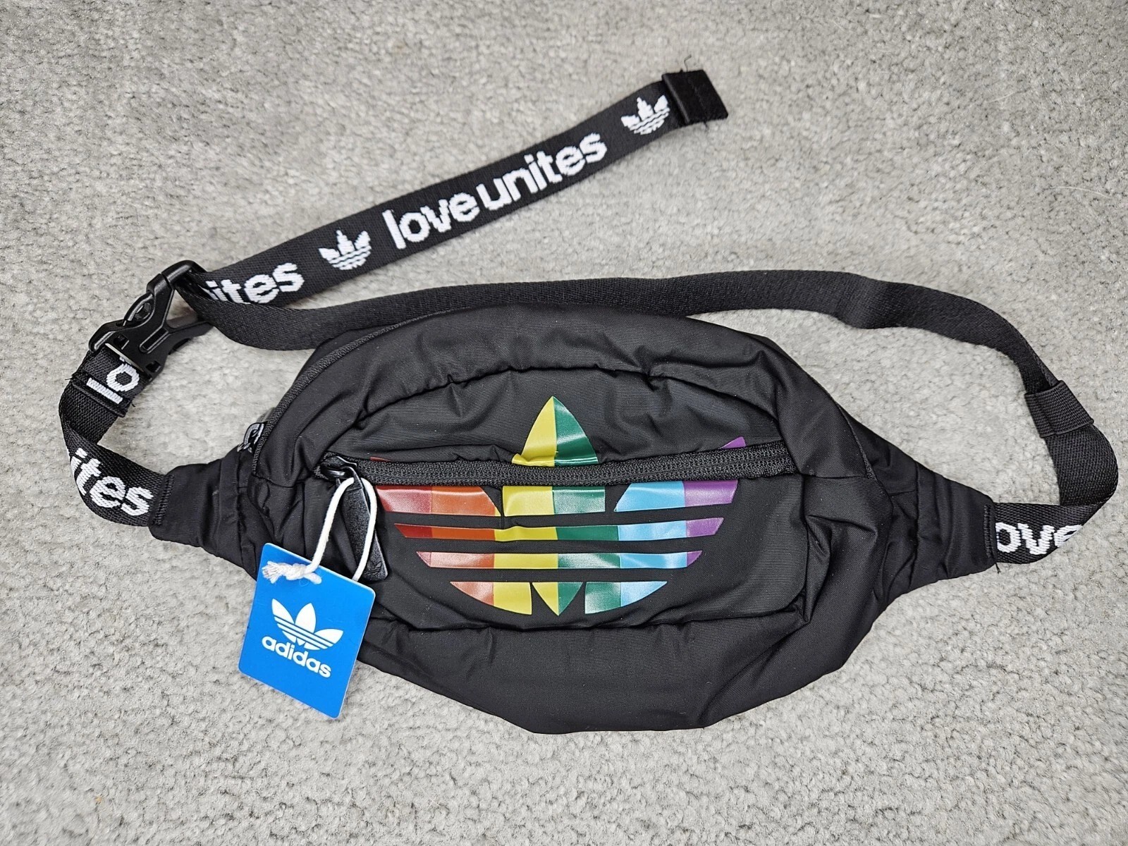 Adidas Gay Pride Be True LGBTQ Rainbow MultiColor Fanny Pack Hip Waist Bag