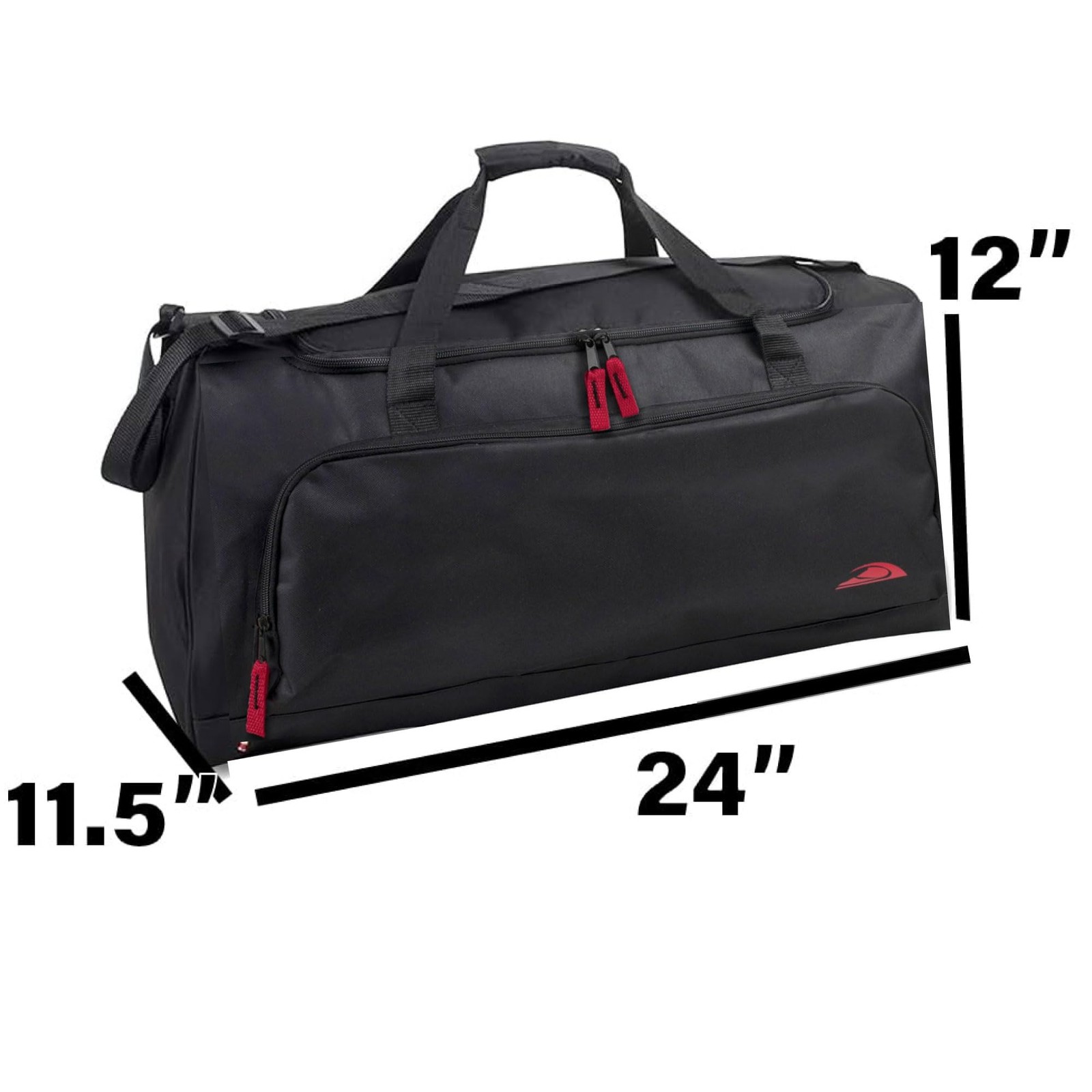 24″ 55L Black Canvas Duffle Bag for Travel, Gym, Sports Equipment