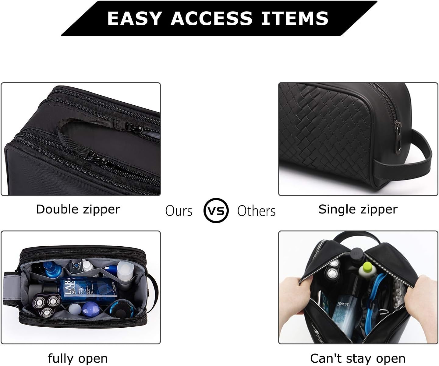 Lightweight Waterproof Toiletry Bag for Men – Dual Zipper Minimalist Dopp Kit