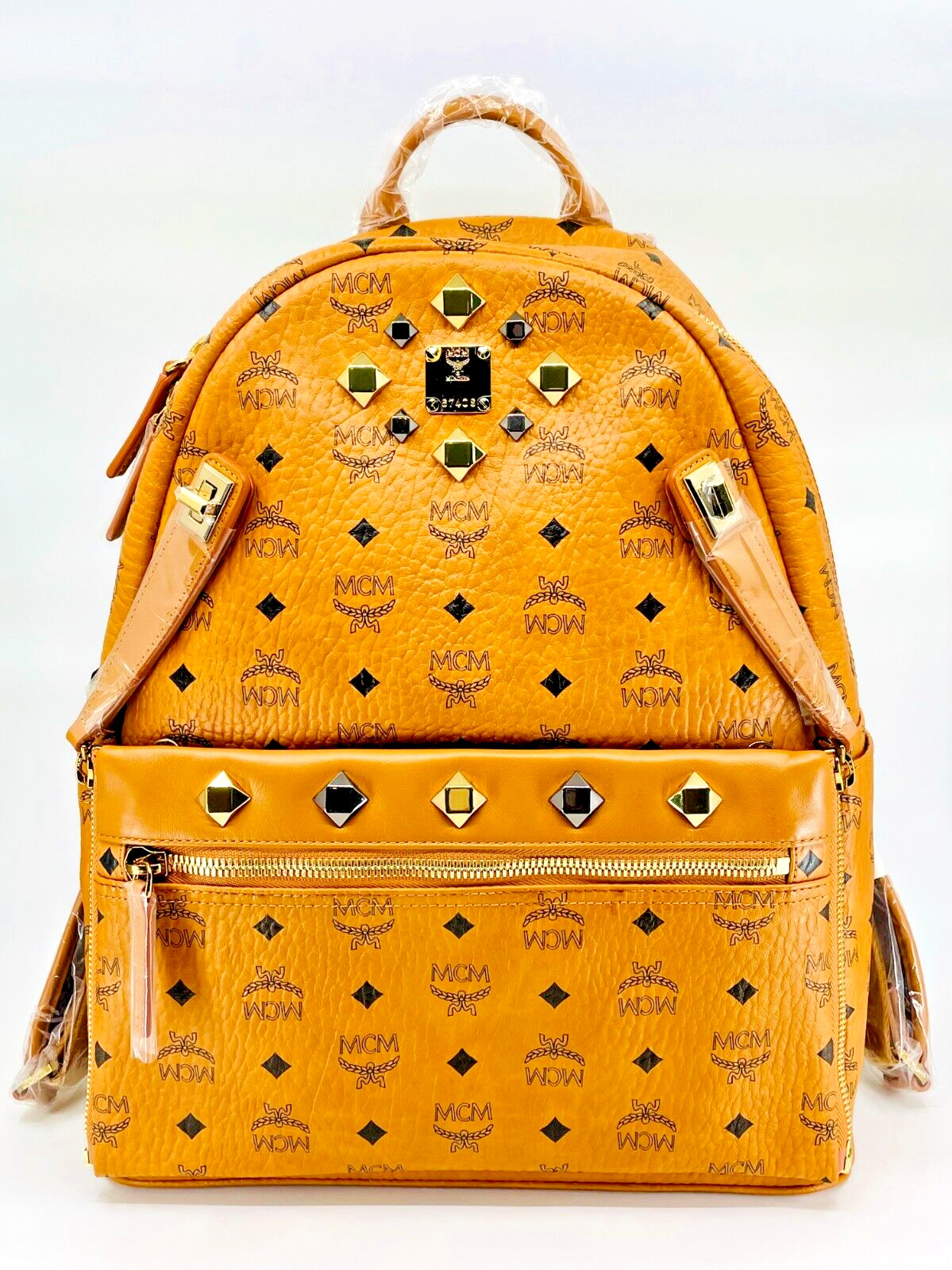 MCM Backpack DUAL STARK Visetos CognacBrown Medium MMK 6sve79 Leather Authentic