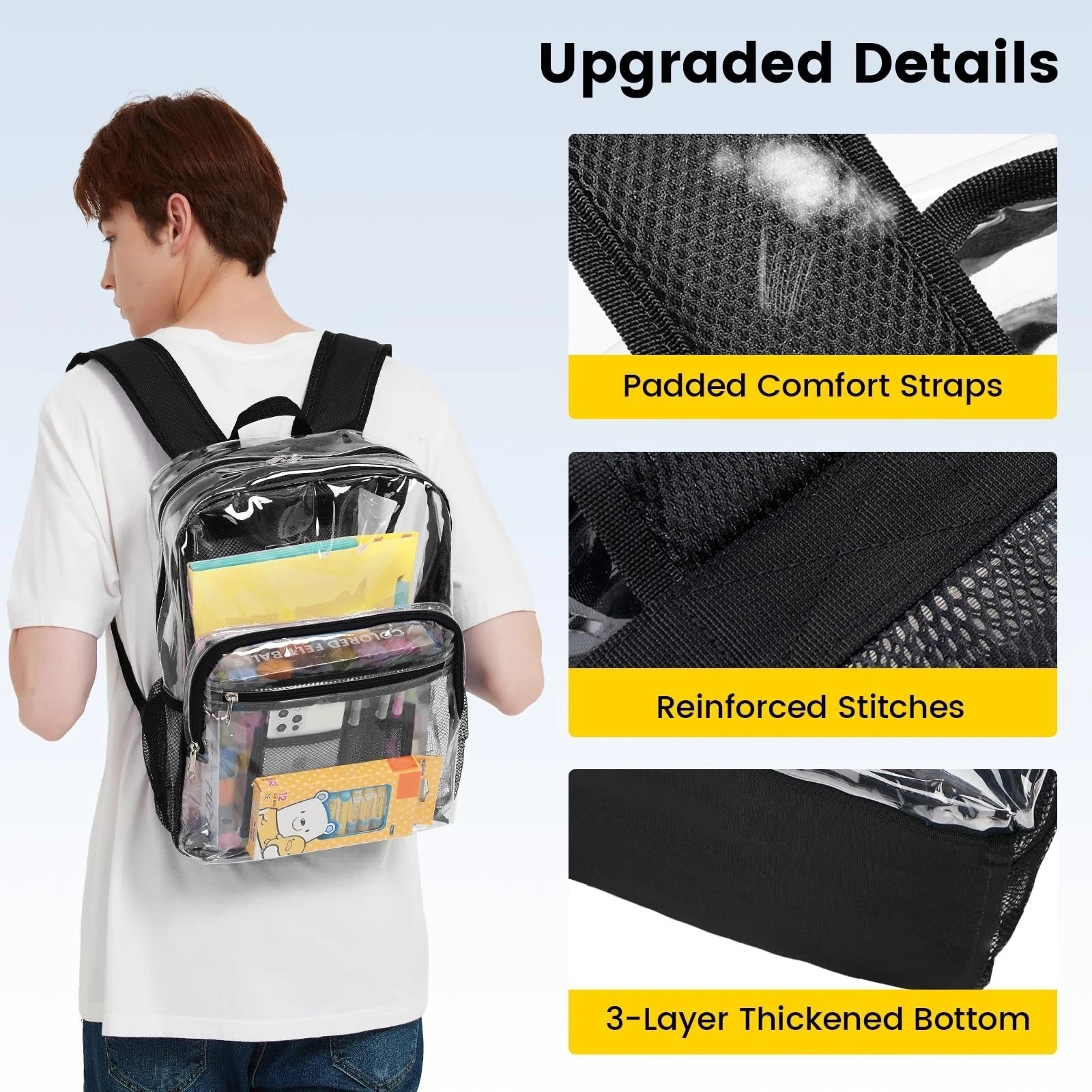 Vorspack Clear Backpack Heavy Duty – Clear Bookbag Large See Through Backpack…