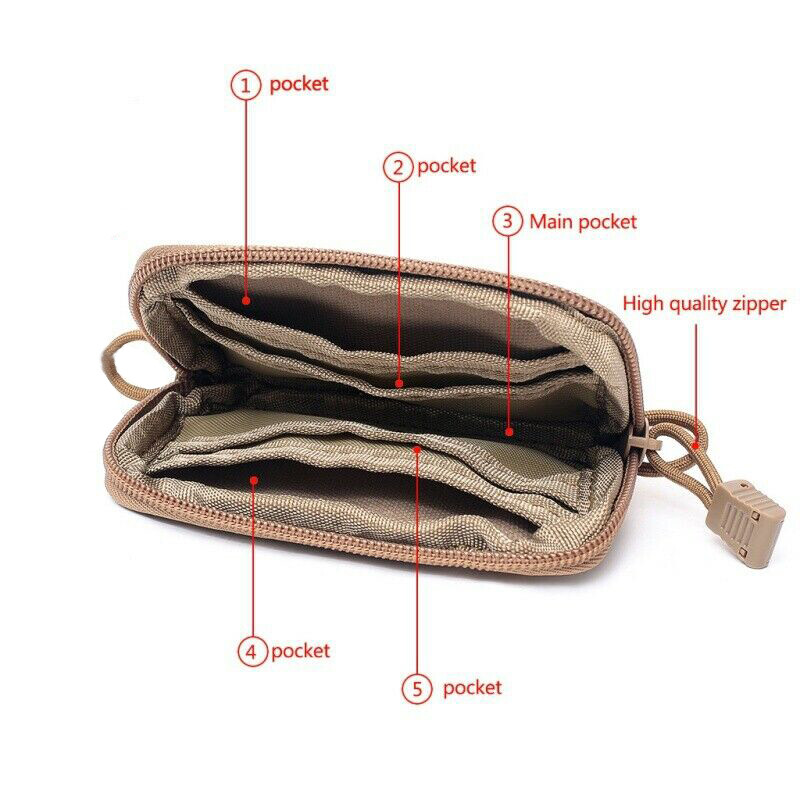 Tactical EDC Pouch Card Key Wallet Bag Zipper Coin Purse Military Mini Waist Bag