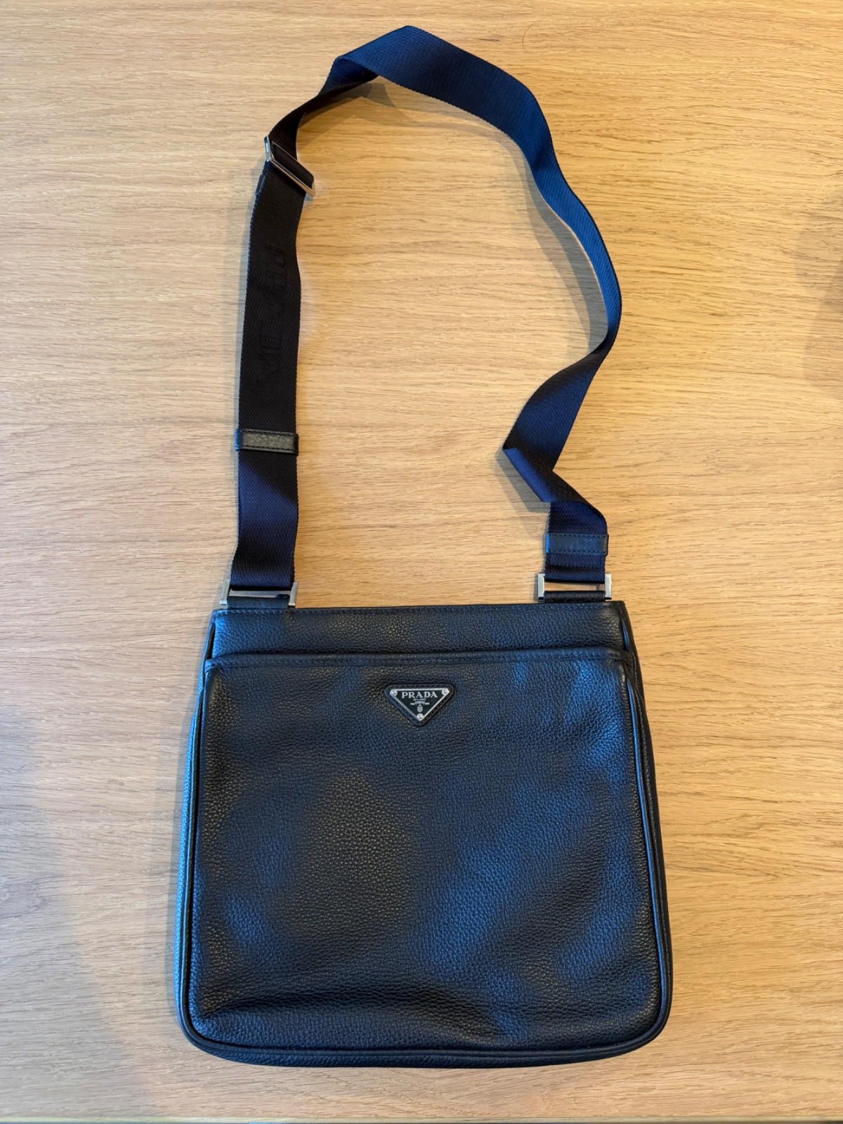 Prada Vitello City Messenger Bag Black Leather