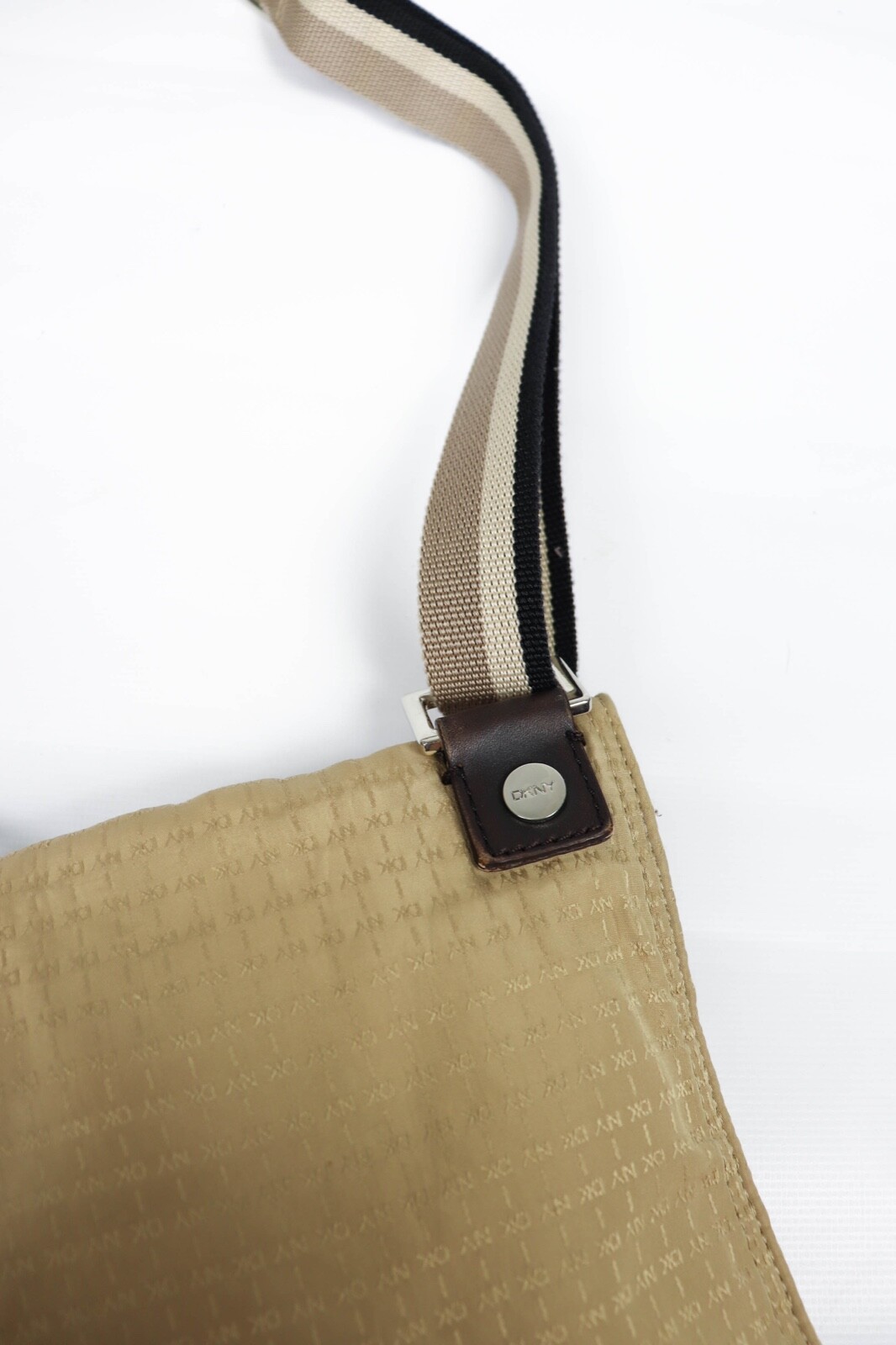 DKNY Donna Karan New York Beige Monogram Nylon Small Crossbody Bag