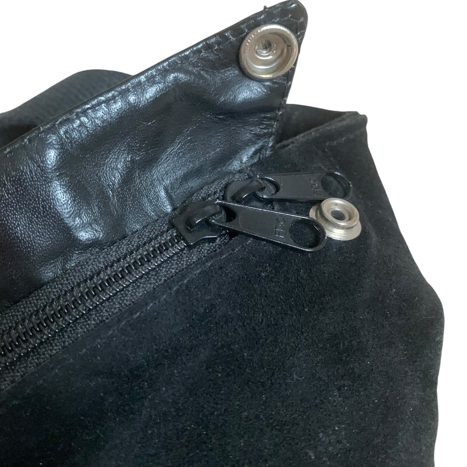 Vtg United Colors Of Benetton Anthology Black Leather Suede Fanny Pack Zip Adj