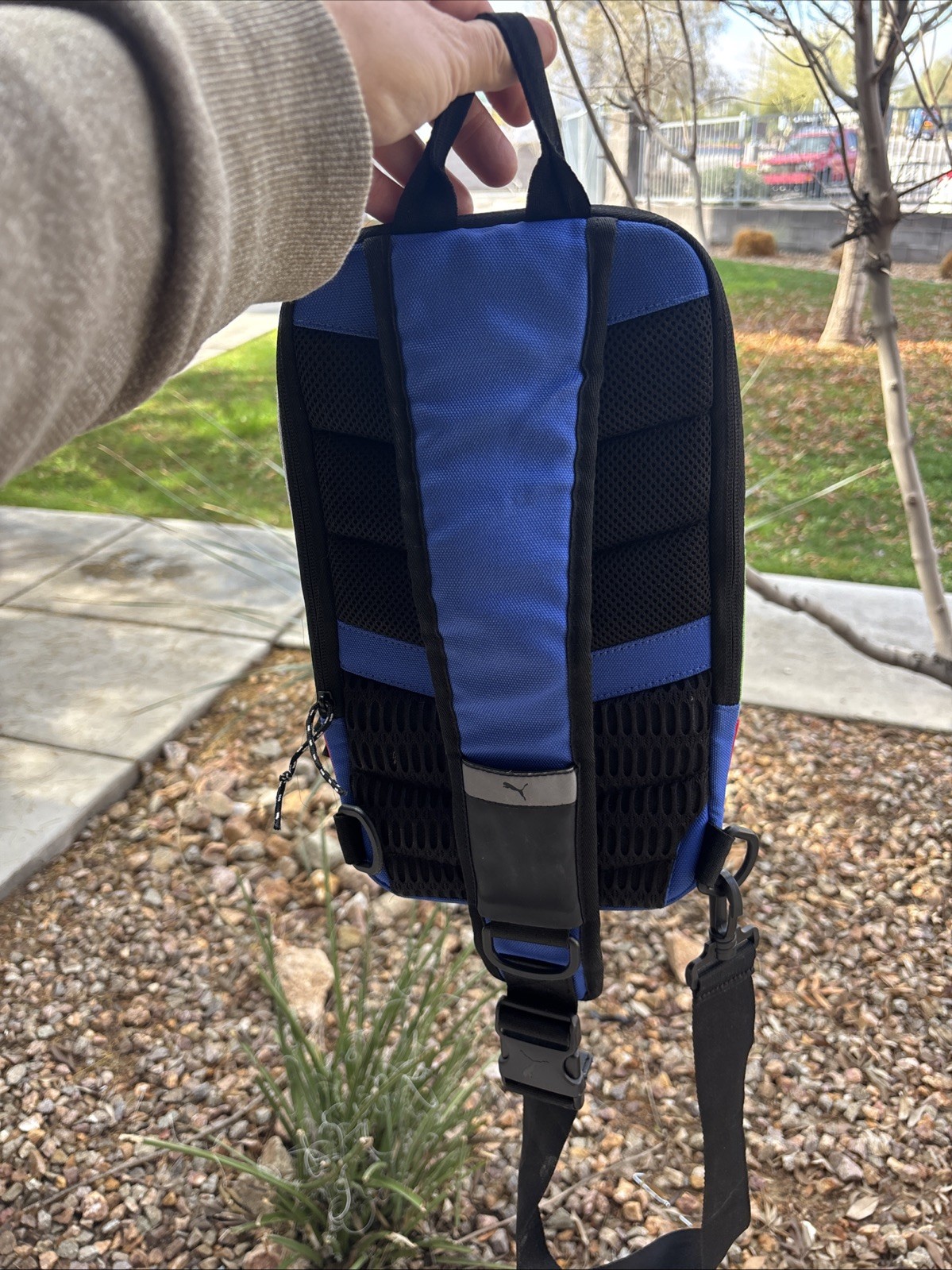 PUMA Forecast Multitude Backpack Sling Shoulder Bag- (Blue Multi)