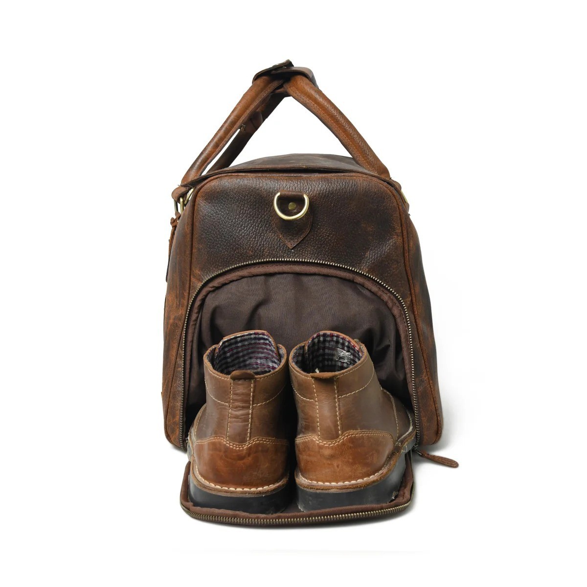 24″ Full Grain Buffalo Leather Duffle Bag Travel Weekender Carry On Brown