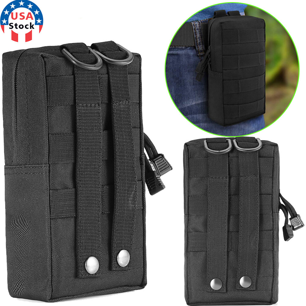Outdoor Compact Tactical Molle EDC Tool Pouch Utility Accessory Waist Bag Black