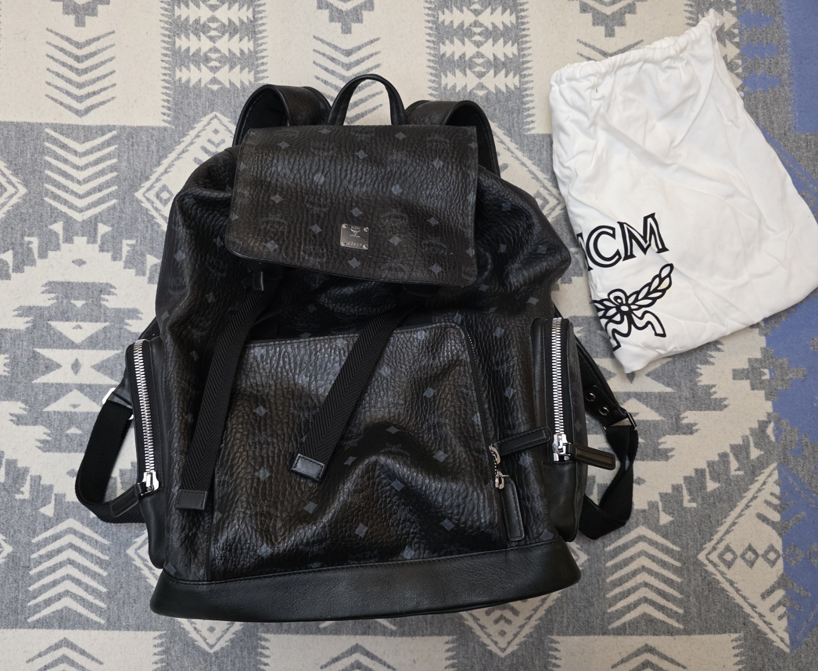 MCM Brandenburg Backpack Visetos Black Monogram – Authentic Excellent Condition