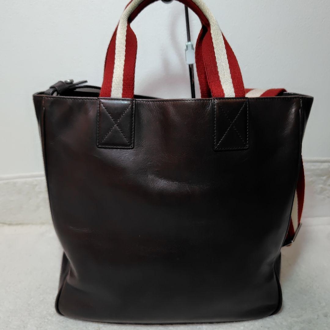 Authentic Bally Brown 2-Way Tote Bag Leather 34cm x 31cm x 9cmBally Leather To