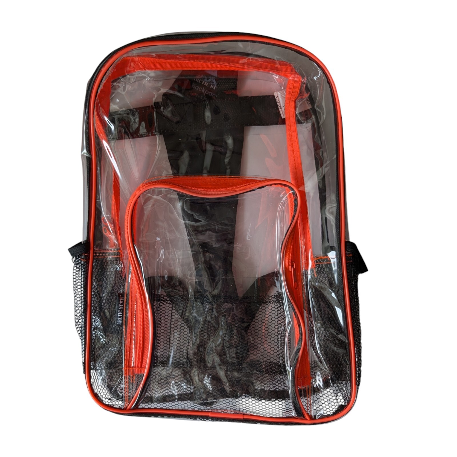 HEAVY DUTY CLEAR BACKPACK Arctic Star Transparent PVC School Stadium Color Trim