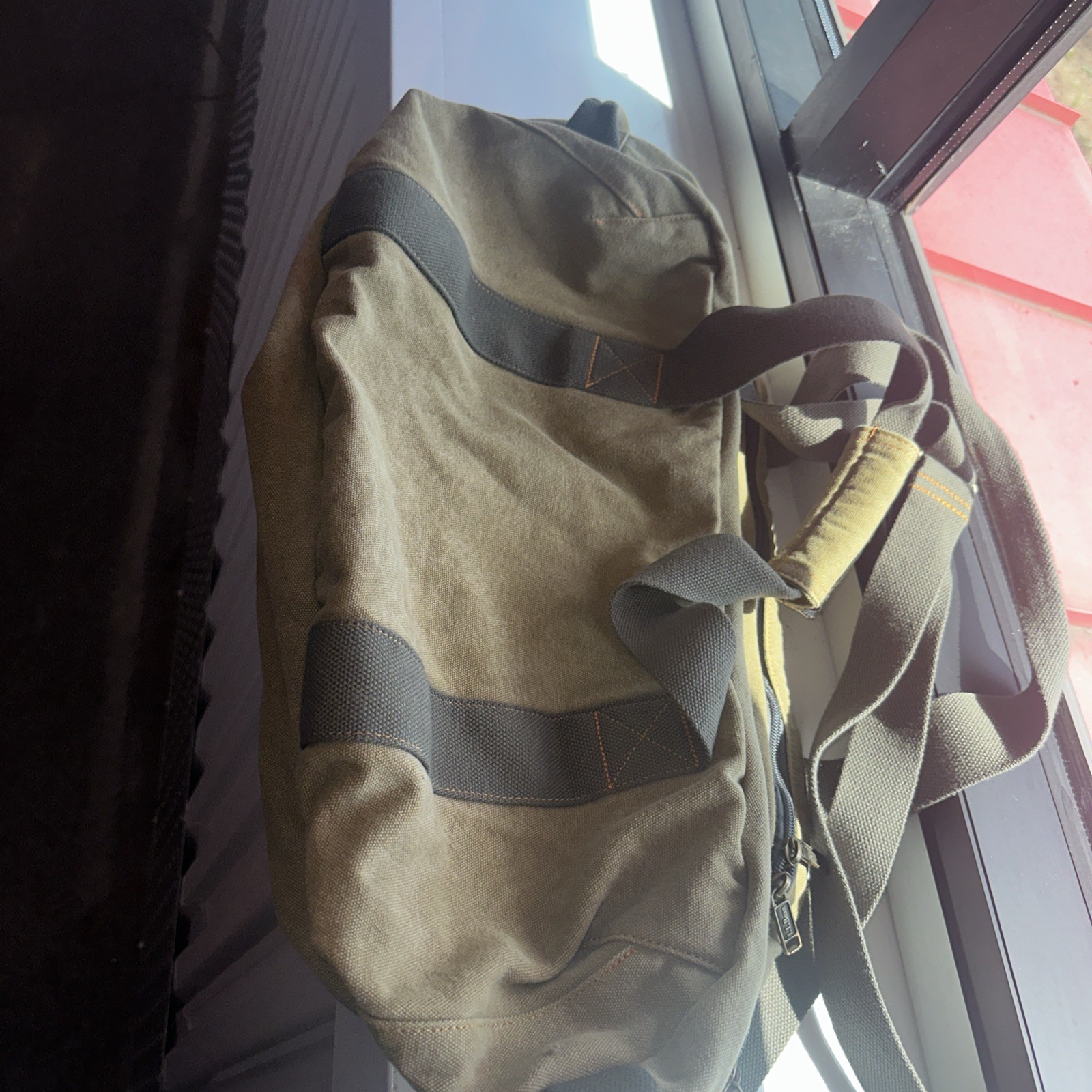 Vintage L.L. Bean Canvas Adventure Duffle Bag Khaki Tan Brown Gorpcore 22”x 13”