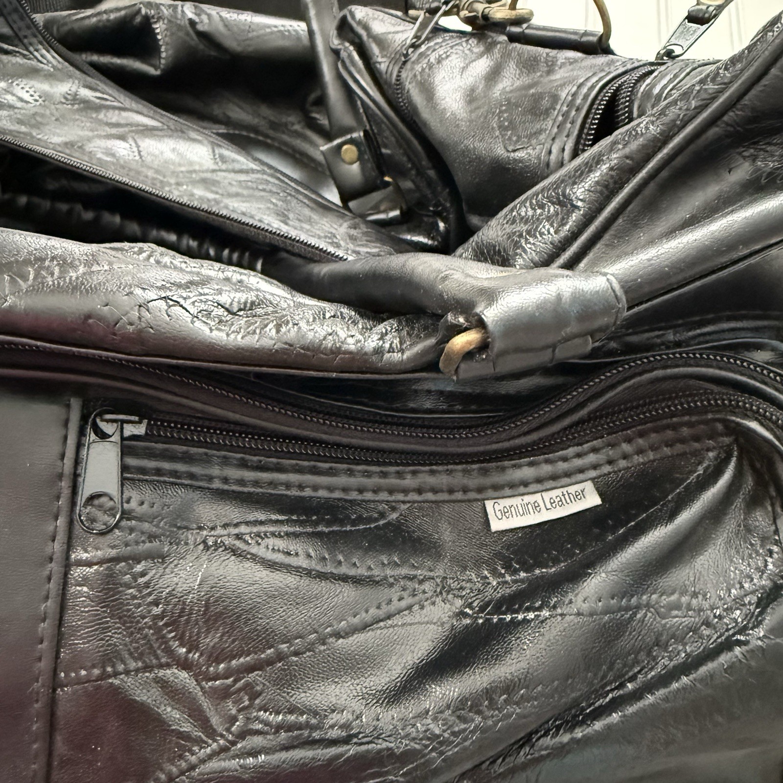 VTG NWT Maxam Genuine Lambskin Leather with Simulated Leather Trim Travel Bag