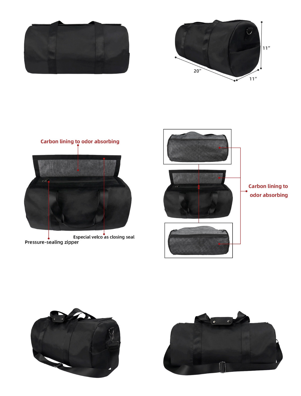 Pack Science Smell Proof Carbon Lined Duffel Bag Locking Odor Less Stash Bag L