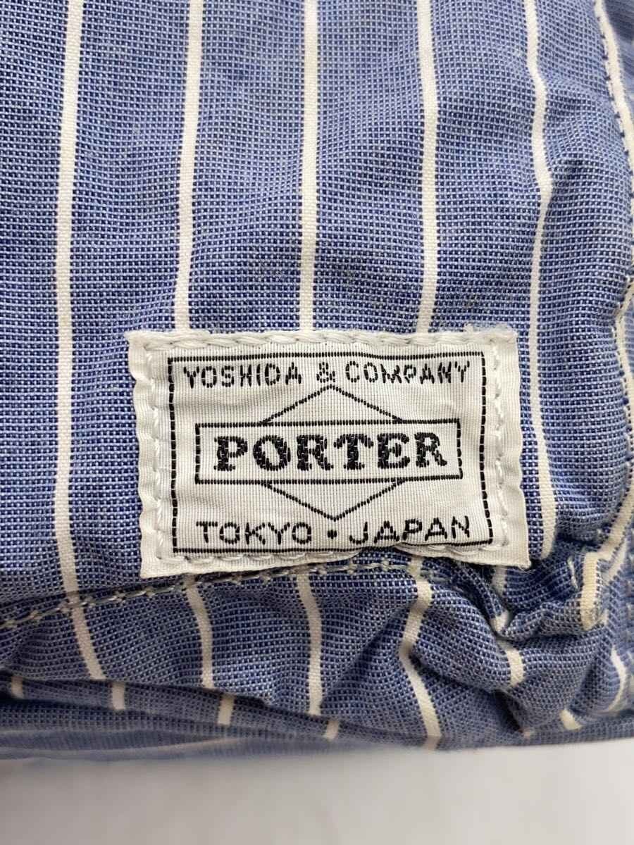 Authentic PORTER Cotton Shoulder Bag Blue 12.5cm Depth, 16cm Height, 27cm Width
