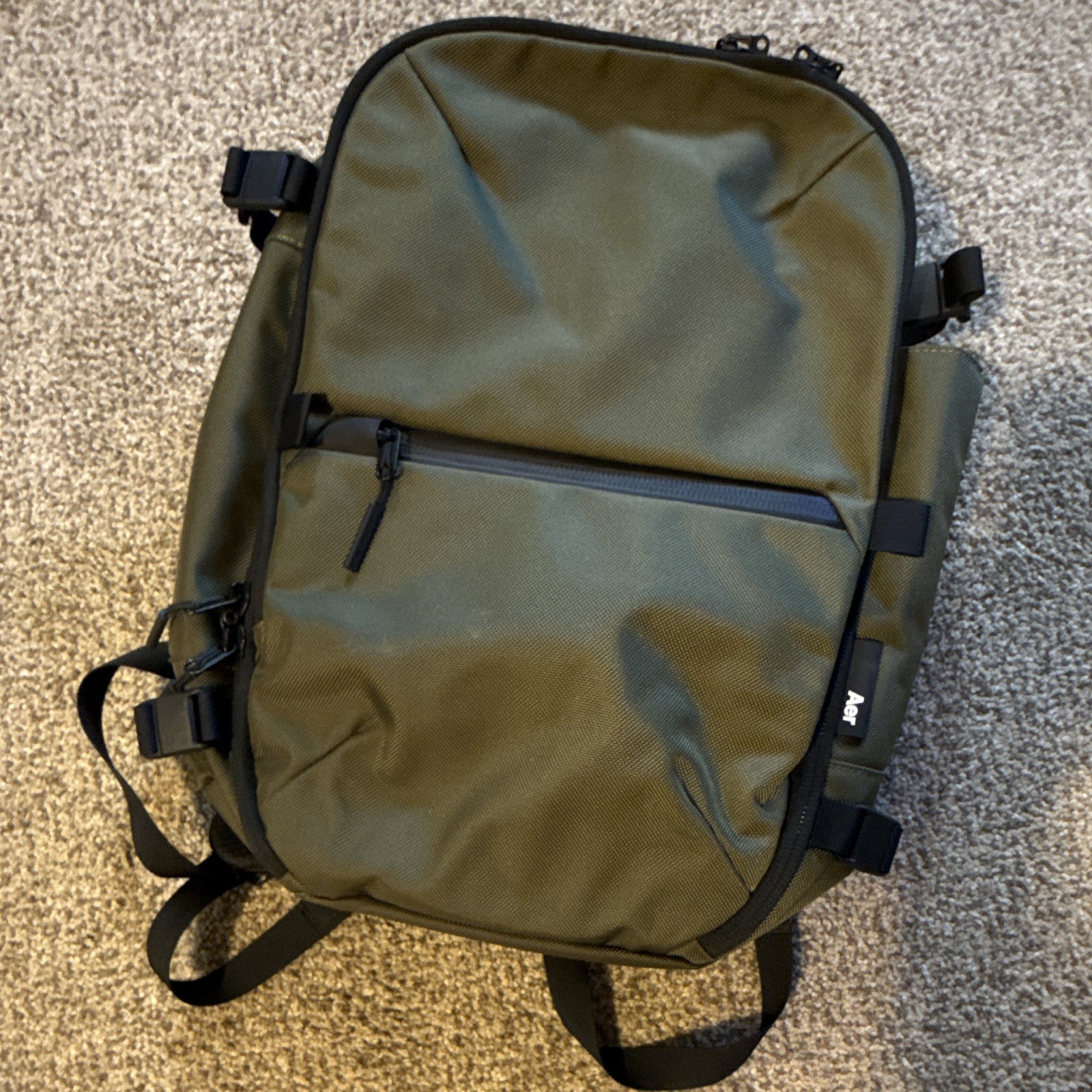 Aer Green/Black Medium Backpack Zip Closure with Pockets for Men Travel