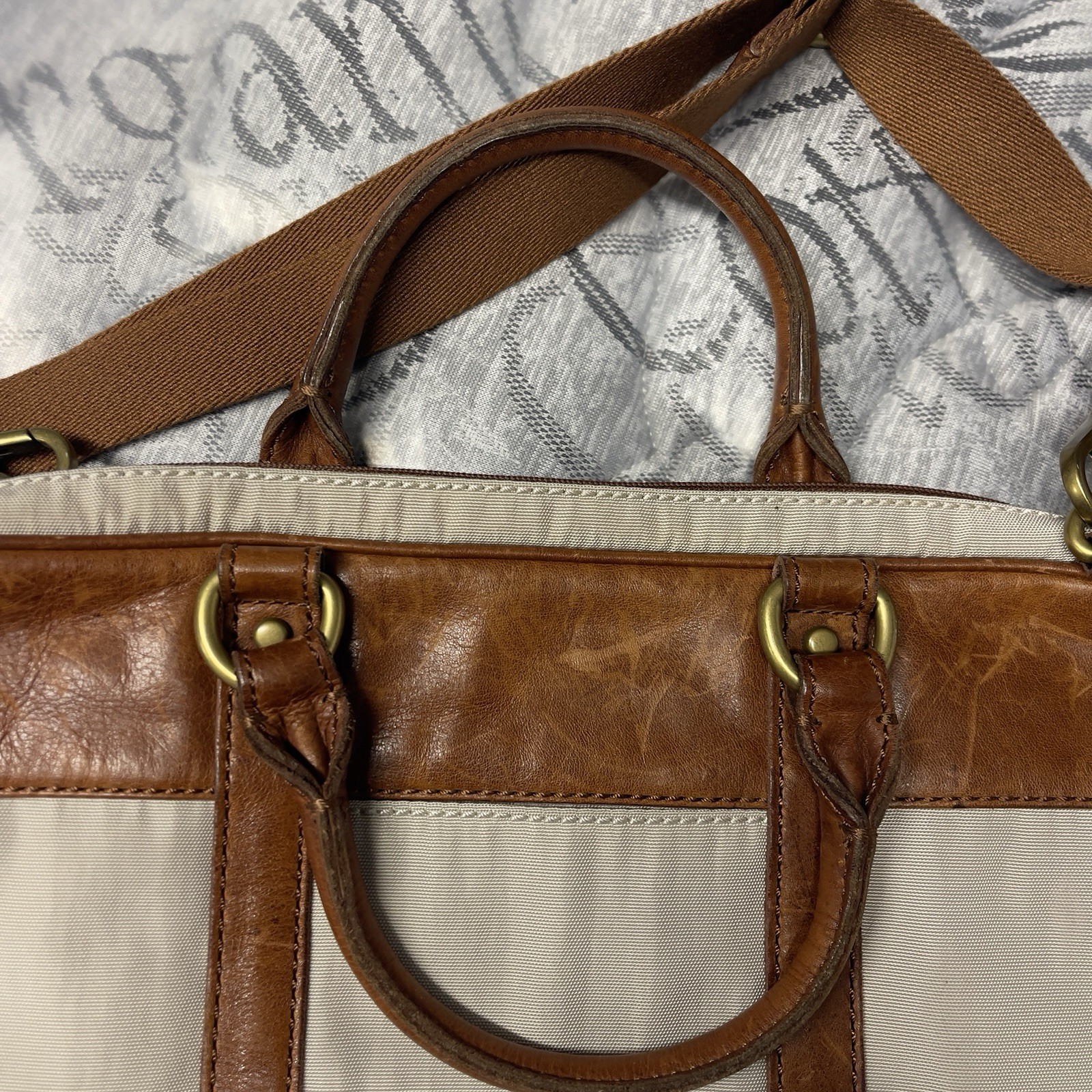 Fossil estate document Messenger Bag Shoulder Bag Leather Handles Twill Leather.