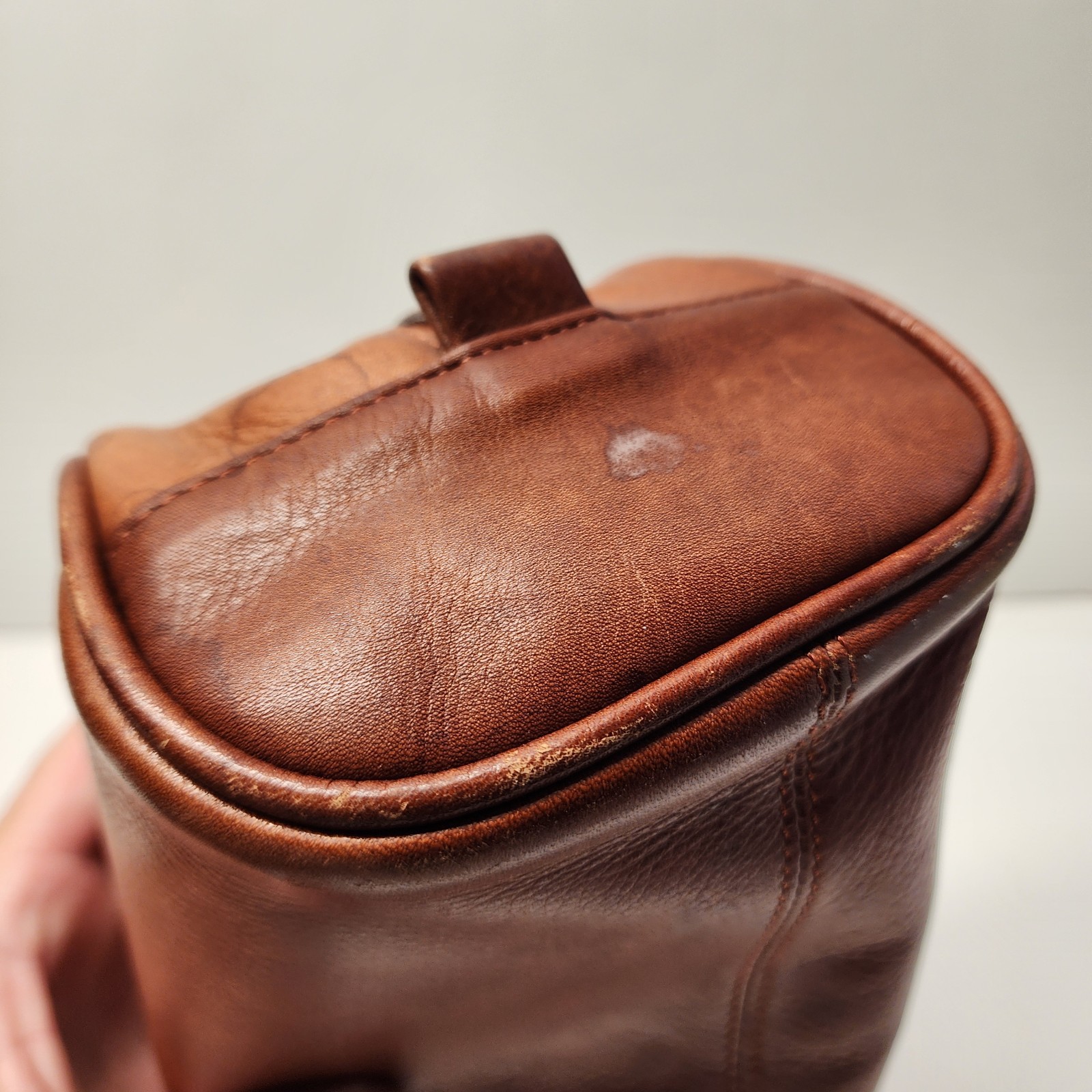 Osgoode Marley Tan Brown Small Leather Toiletry Travel Shave Bag