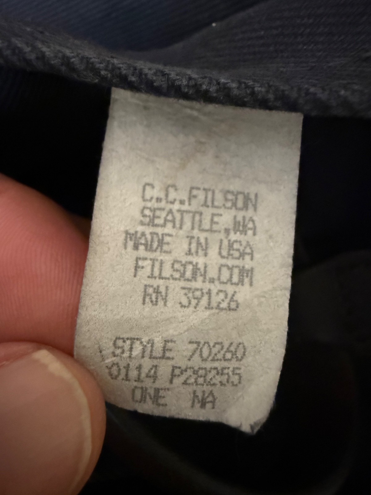 Filson 260 Rugged Twill Open Tote Navy Made in USA Leather Handles Shoulder Ba
