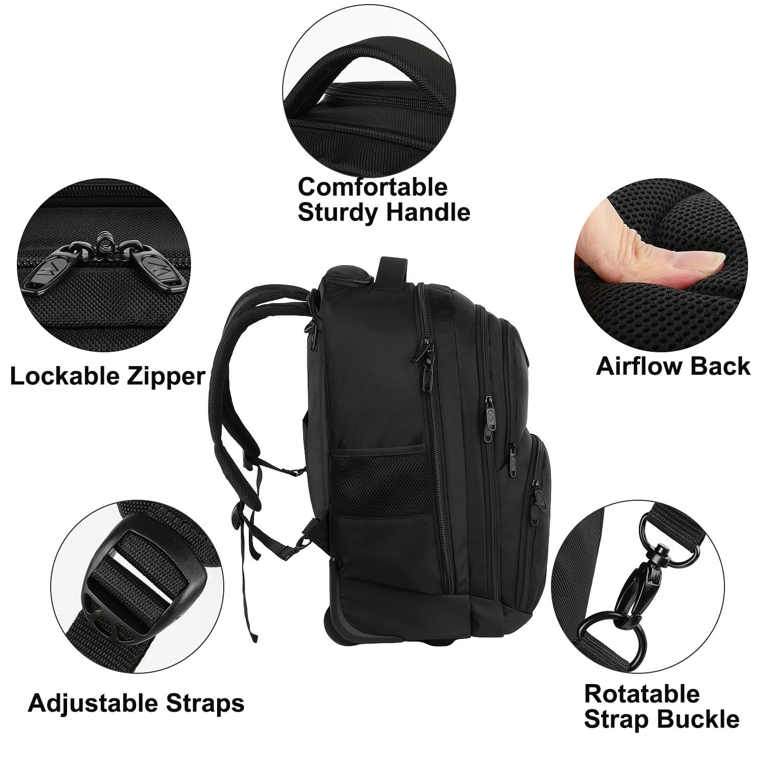 MATEIN Rolling Backpack, 17 inch Water Resistant Wheeled Laptop Backpack | Ca…