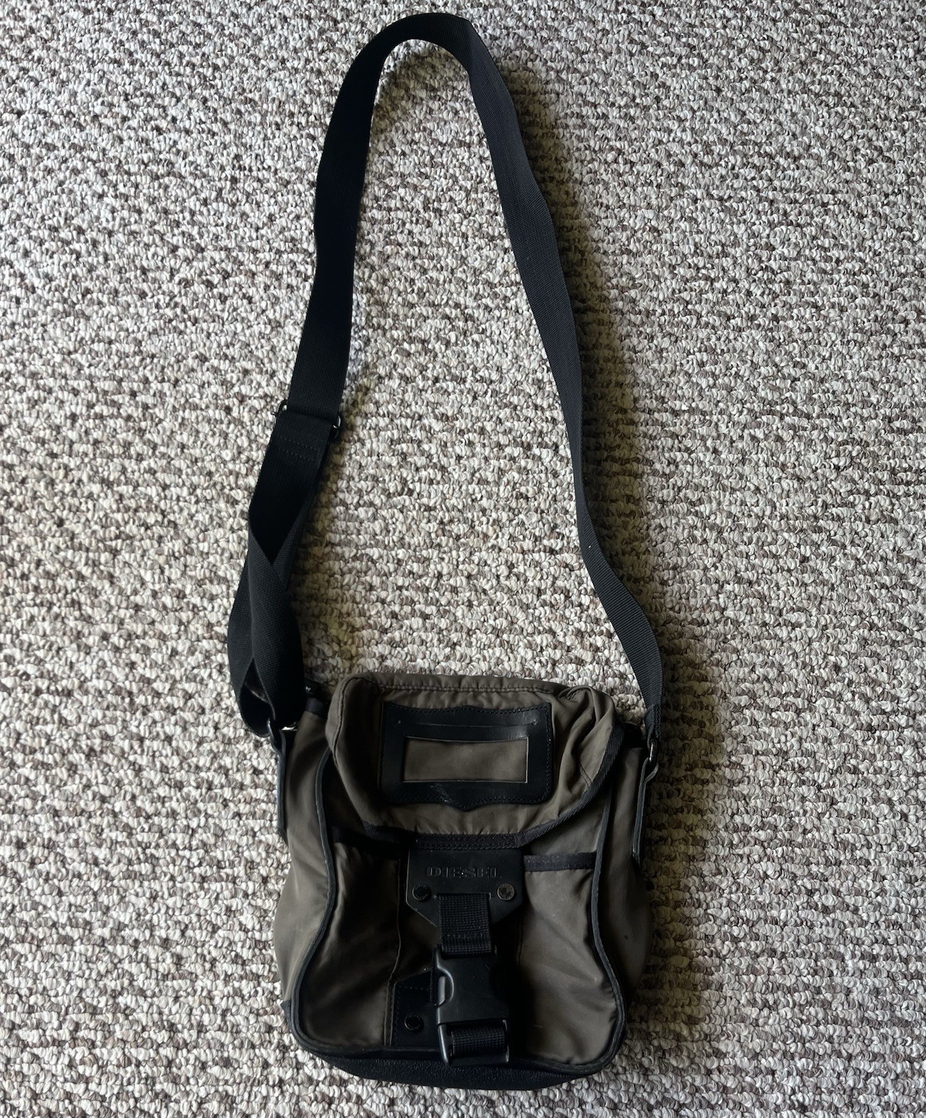 Vintage Diesel Y2K Green/Brown Nylon Crossbody Small Bag