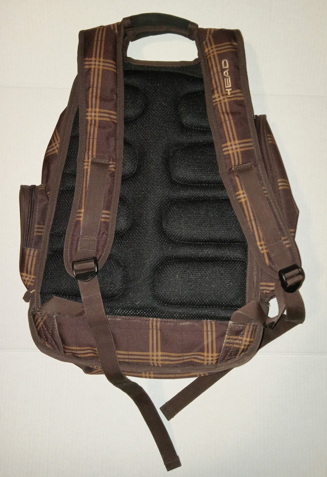 HEAD Tennis Travel Backpack BROWN PLAID adjustable straps READ