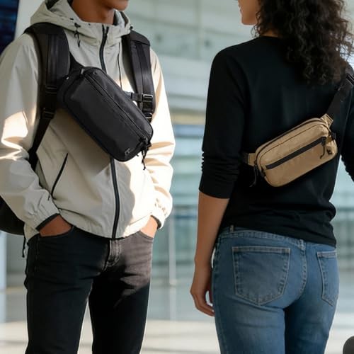 Black Sling Bag with RFID Blocking – Crossbody Chest Shoulder Pack – 3.5L