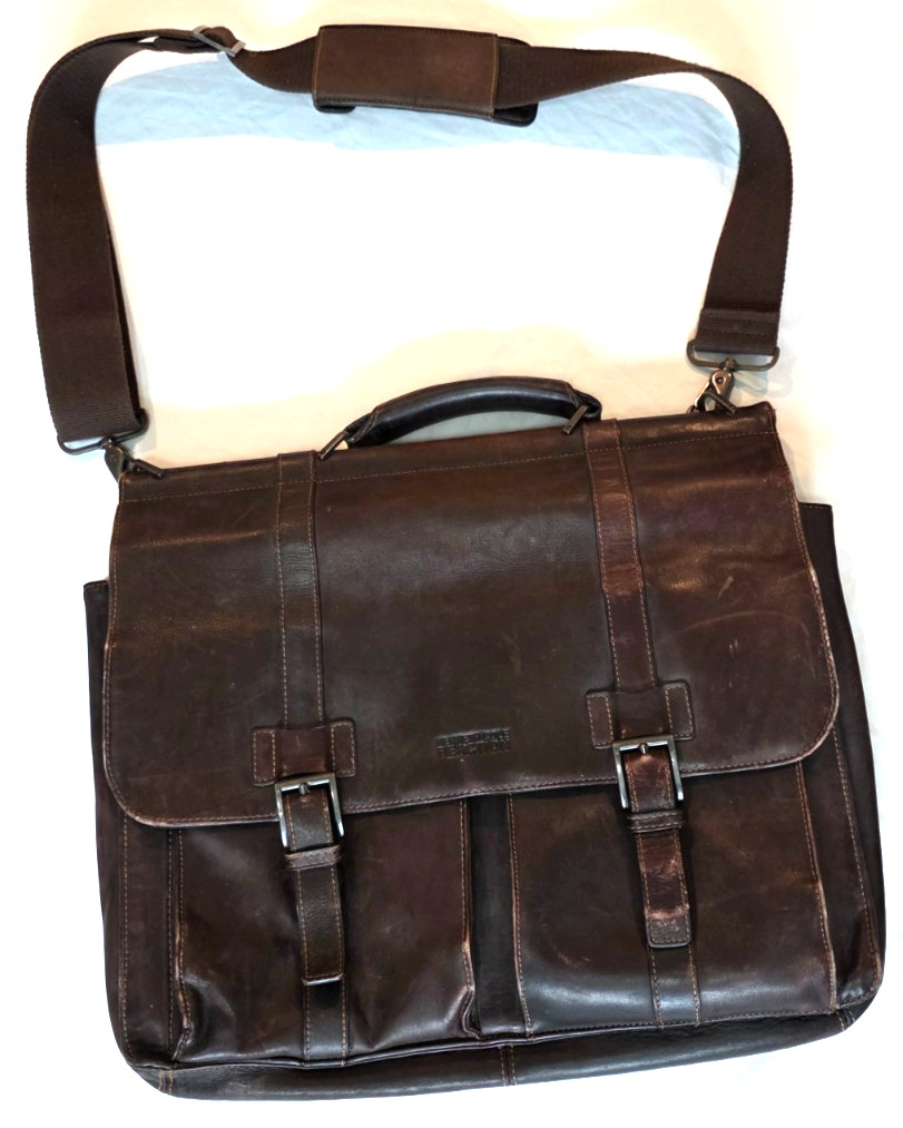 Kenneth Cole Reaction #524451 Laptop Shoulder Messenger Bag Brown Leather?