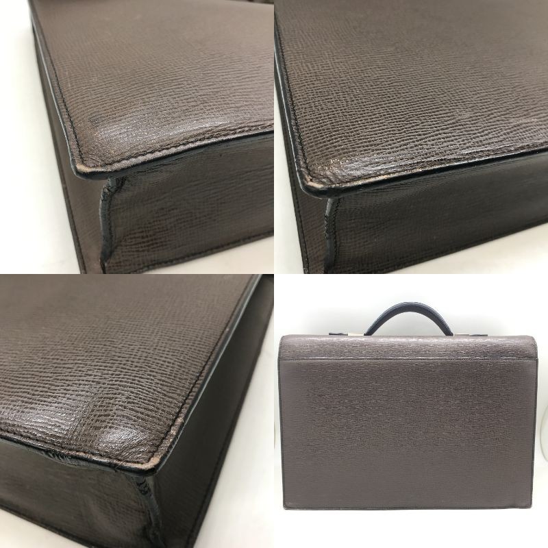 LOEWE Leather Briefcase Brown Business Bag Logo Authentic Men’s From JP