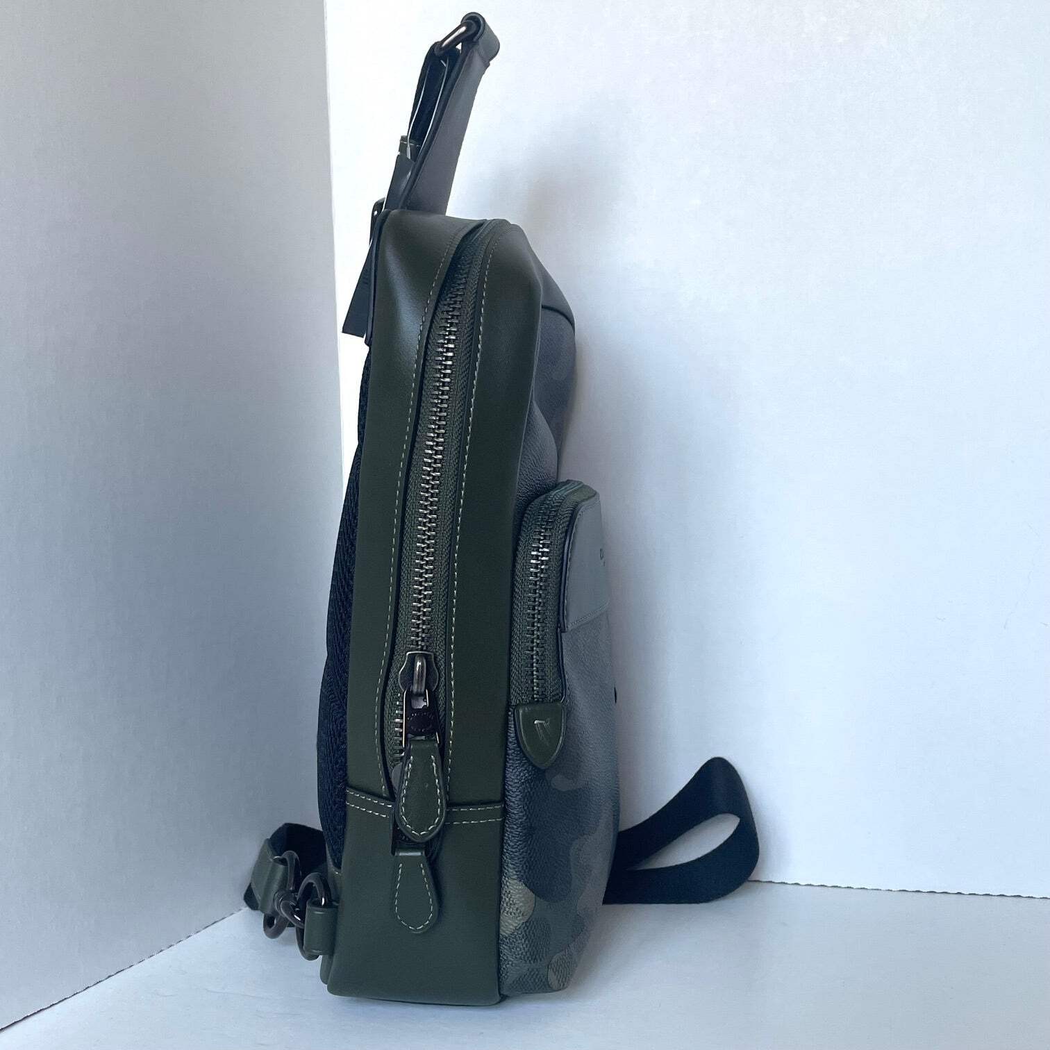 Coach Gotham Pack Sling CAF37 Camo Green Signature Leather Crossbody