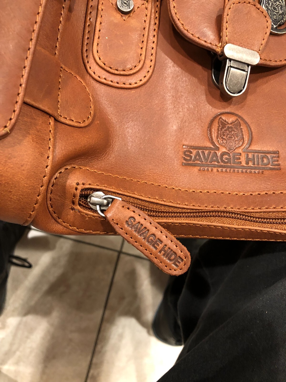 full grain leather duffle bag new cognac color
