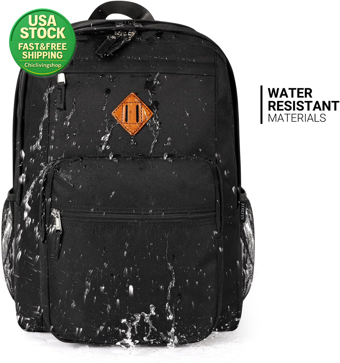 Black Backpack 26L Water Resistant College Travel 16.5 Inch Laptop Bag