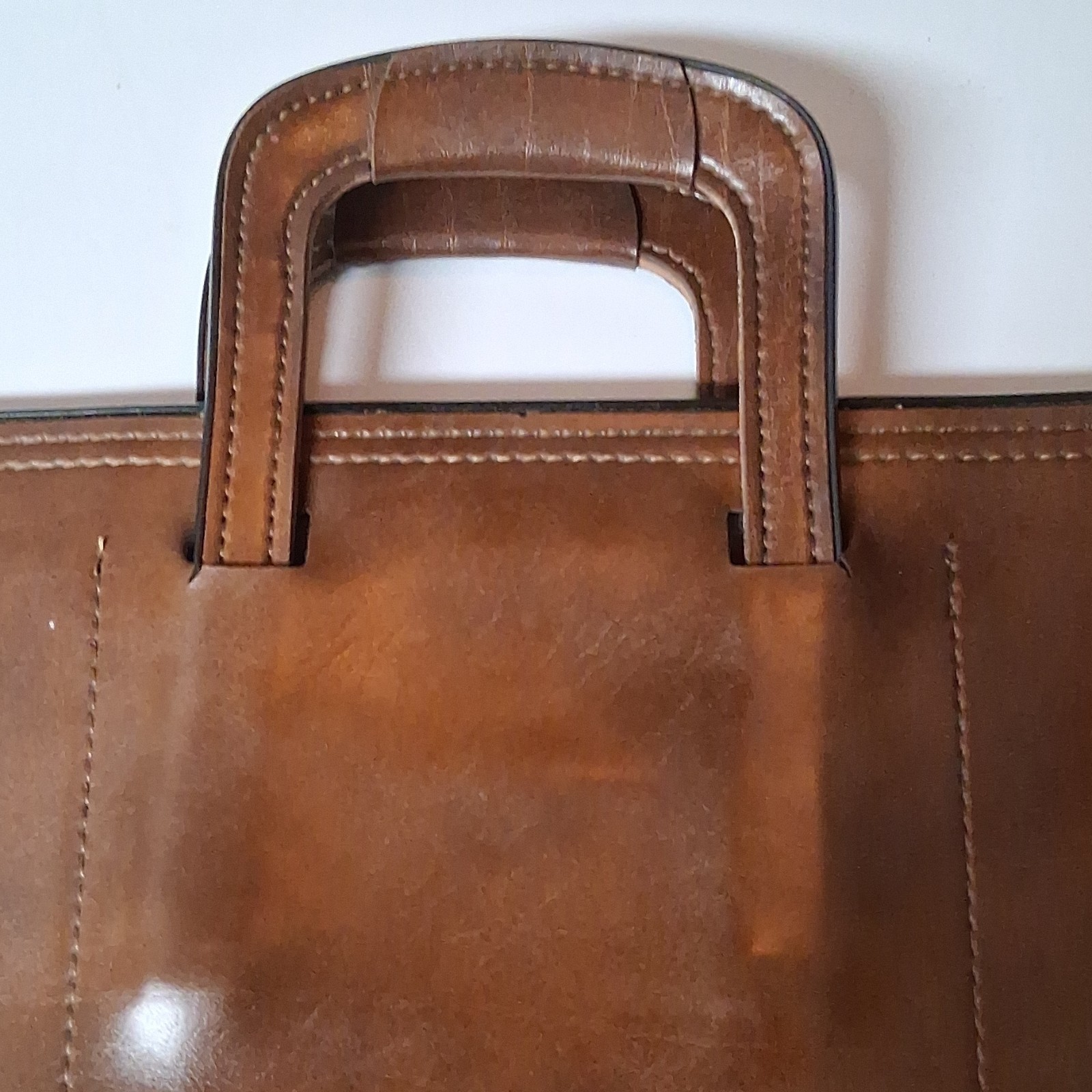 Brown Briefcase Document Case Top Handle Zip Closure Interior Pocket Unisex