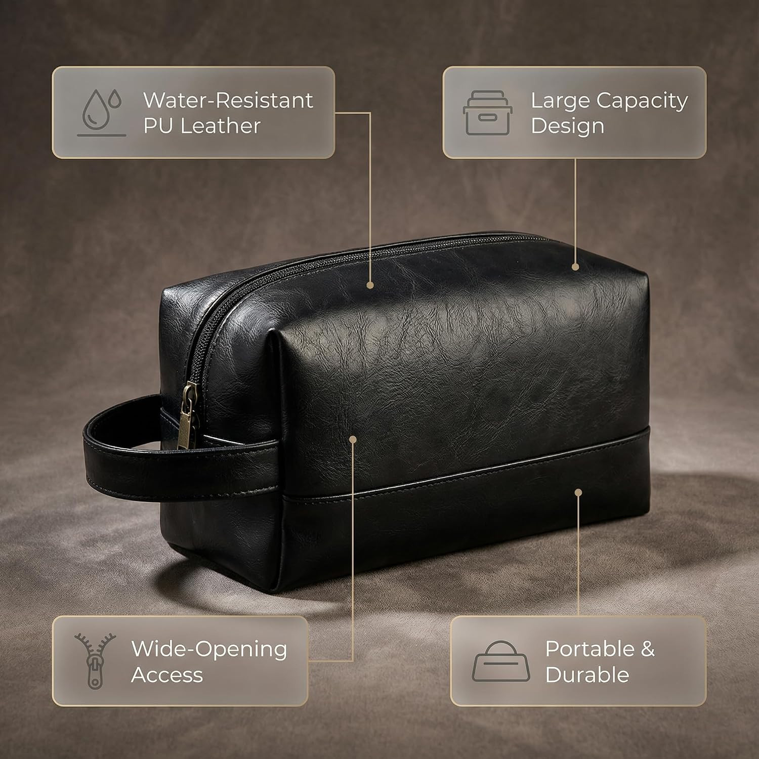 Men’s Toiletry Bag Travel Dopp Kit – Water-Resistant Shaving Organizer with Larg