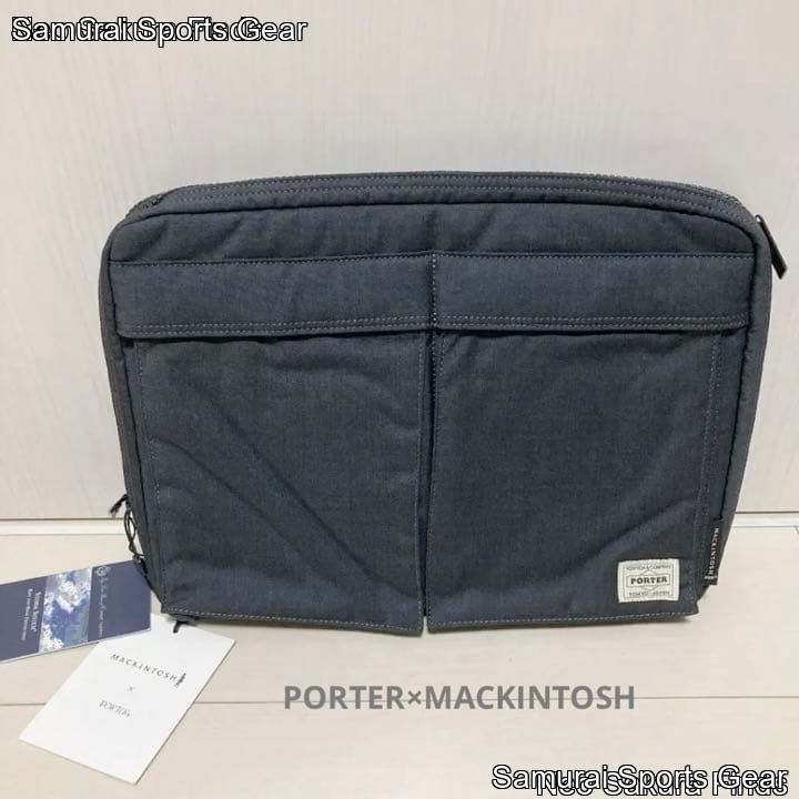 PORTER × MACKINTOSH A4 Clutch Bag Charcoal Loro Piana Storm System Fabric