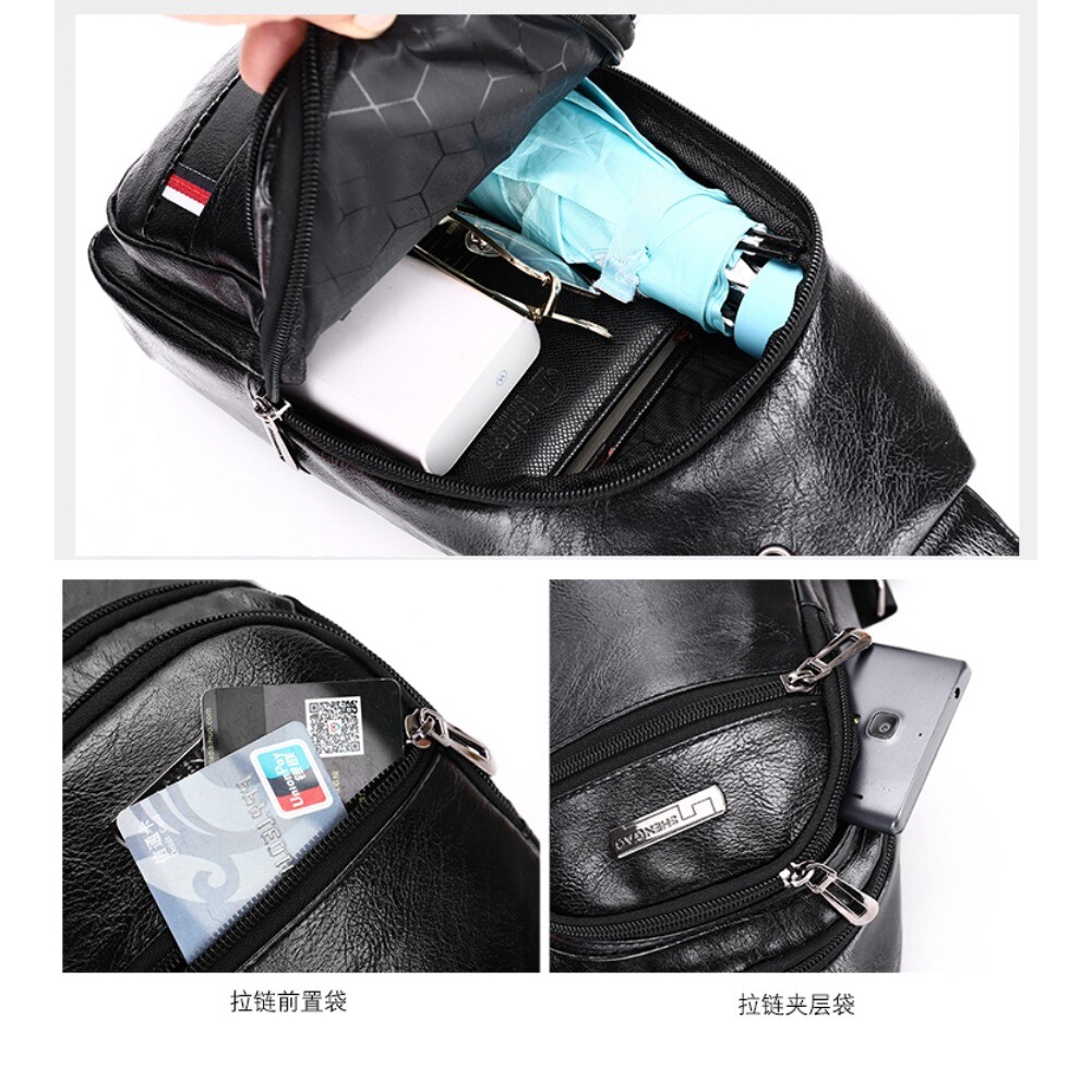 Mens Backpack Sling Chest Pack Shoulder Bag USB Charging Port Outdoor Hiking USA
