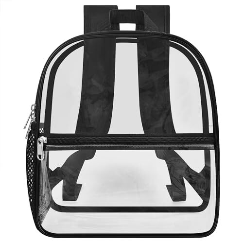 Clear Backpack for Stadium Approved 12×6×12, Water proof Clear Bag Black Small
