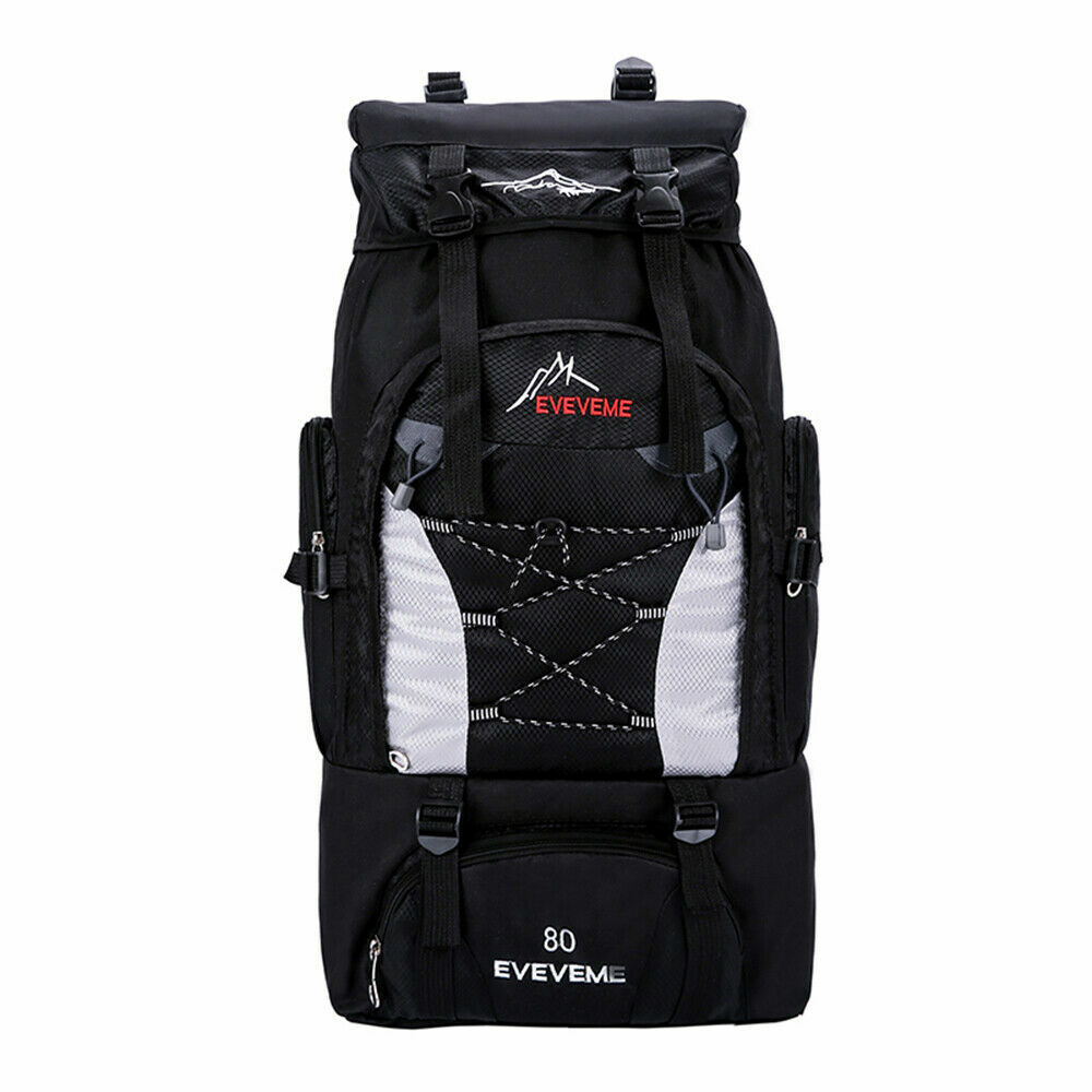 80L Military Black Tactical Backpack Rucksack Camping Hiking Bag Outdoor Travel