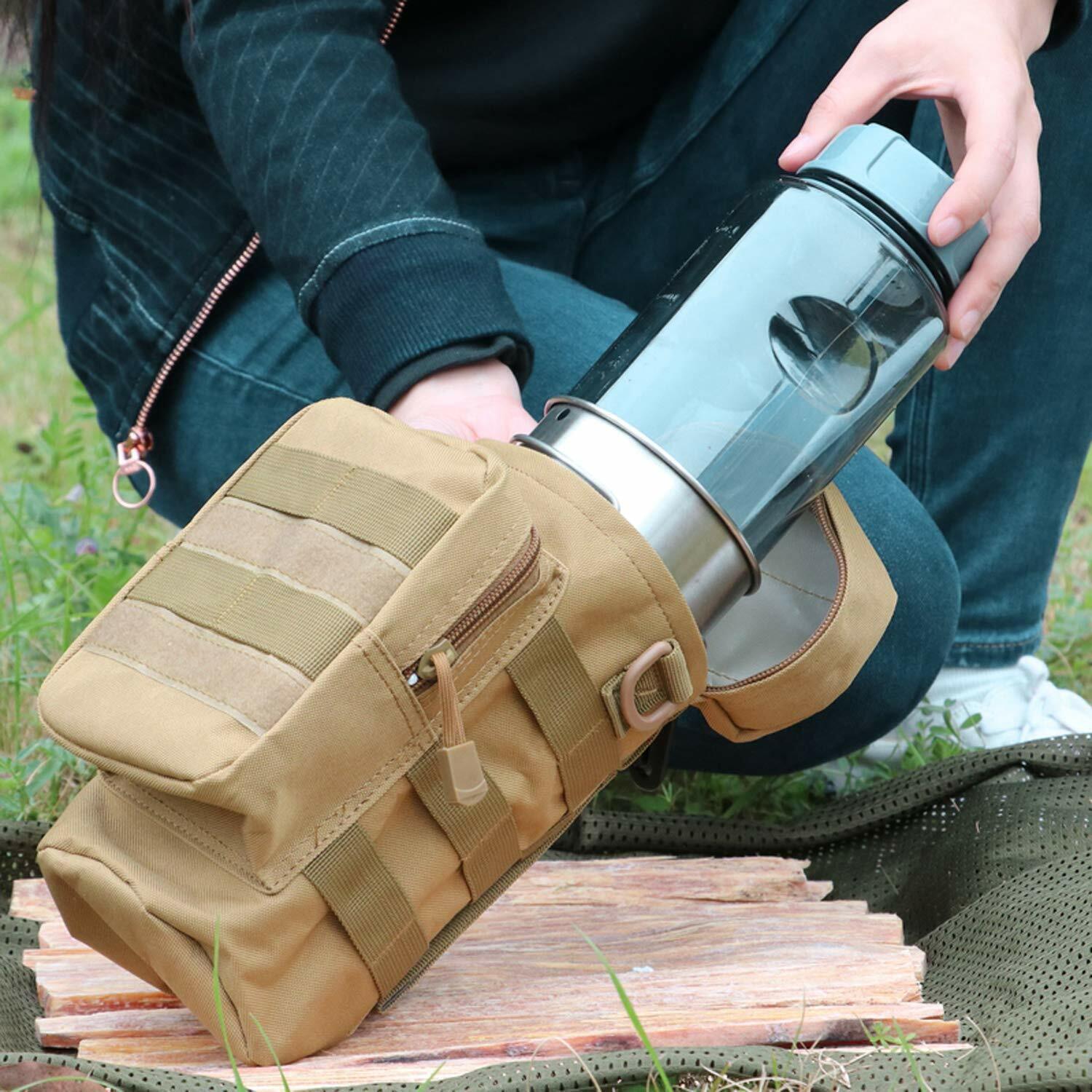 Tactical Molle Water Bottle Holder Carrier Sling Bag with Phone Pocket Crossbody