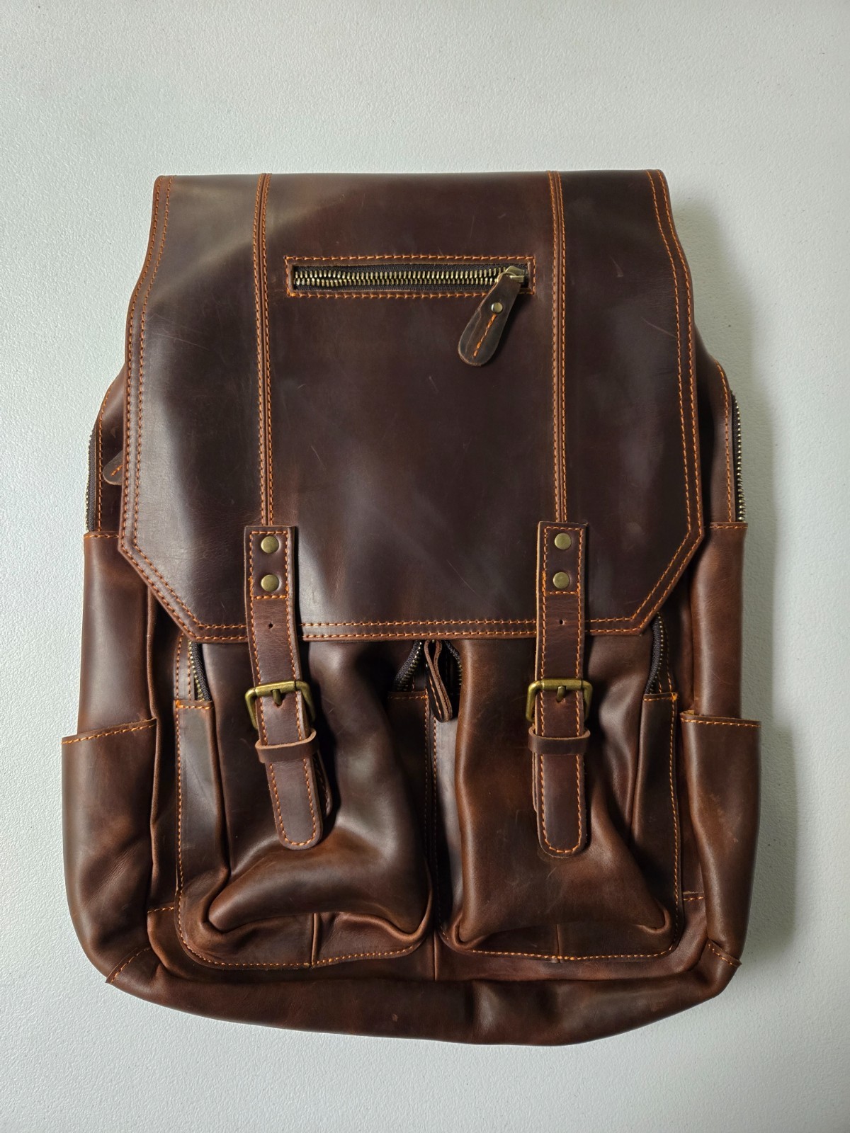 Classic Handmade Full Grain Leather Business Backpack Travel Laptop Rucksack