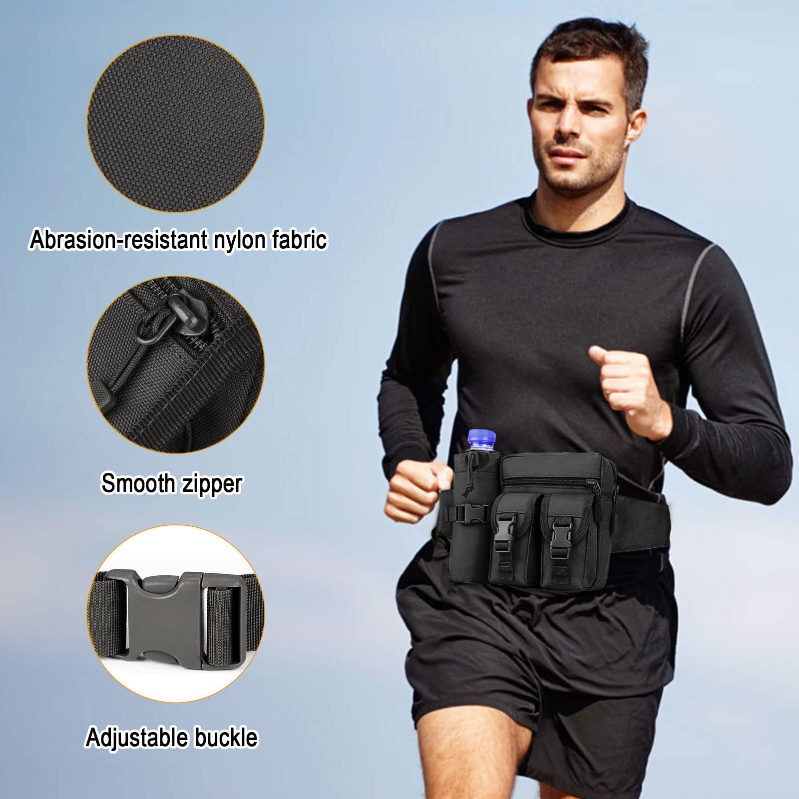 Outdoor Tactical Waist Fanny Pack Pouch Camping Hiking with Water Bottle Bag