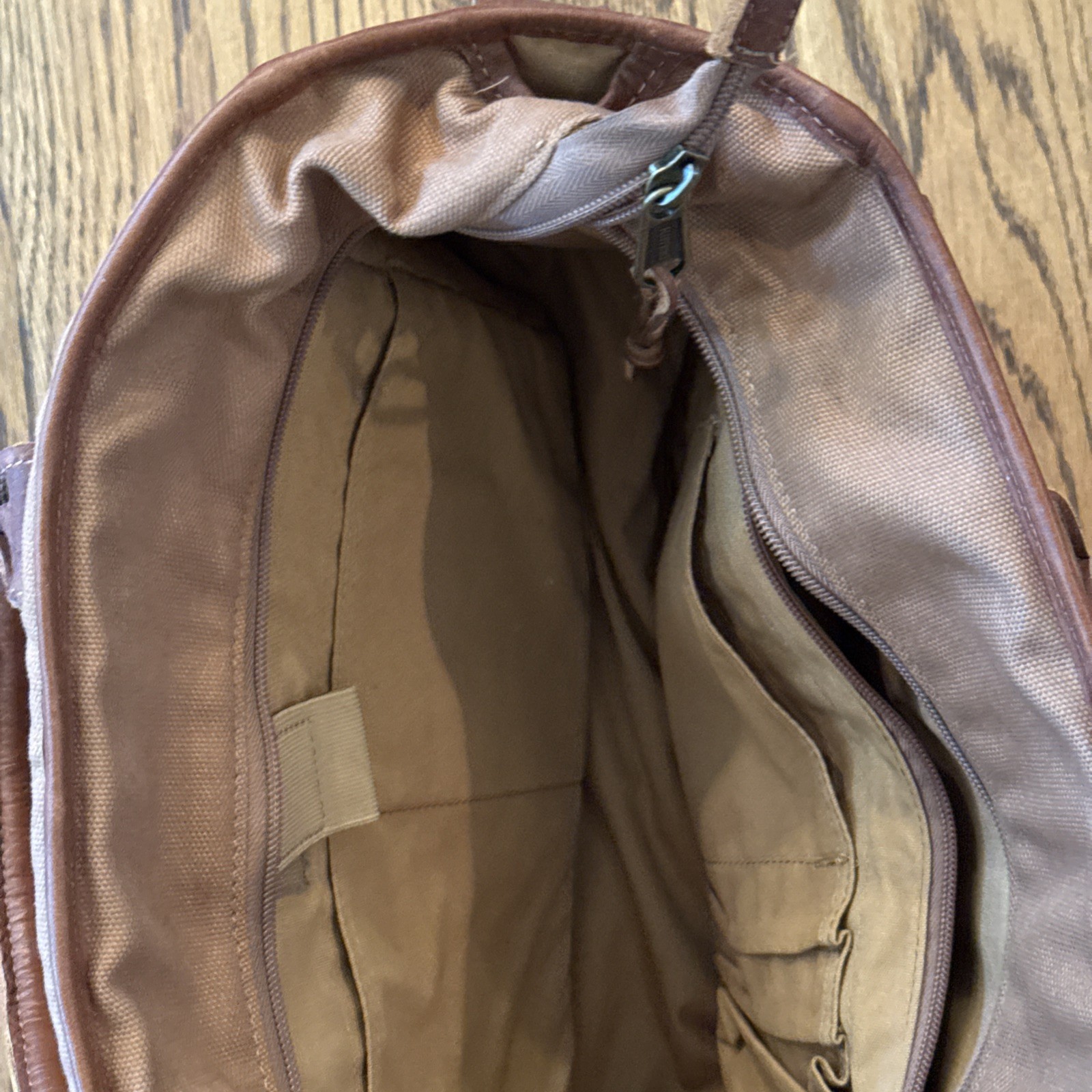 Duluth Trading Company Superior Street Fire Hose Briefcase Brown Canvas Leather