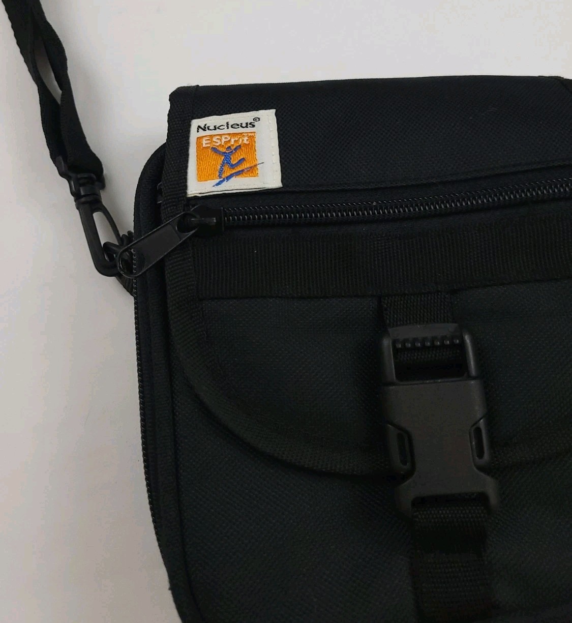 Vintage Esprit Nucleus Black Multi Pocket Shoulder Bag Tech Travel Sport 90s USA