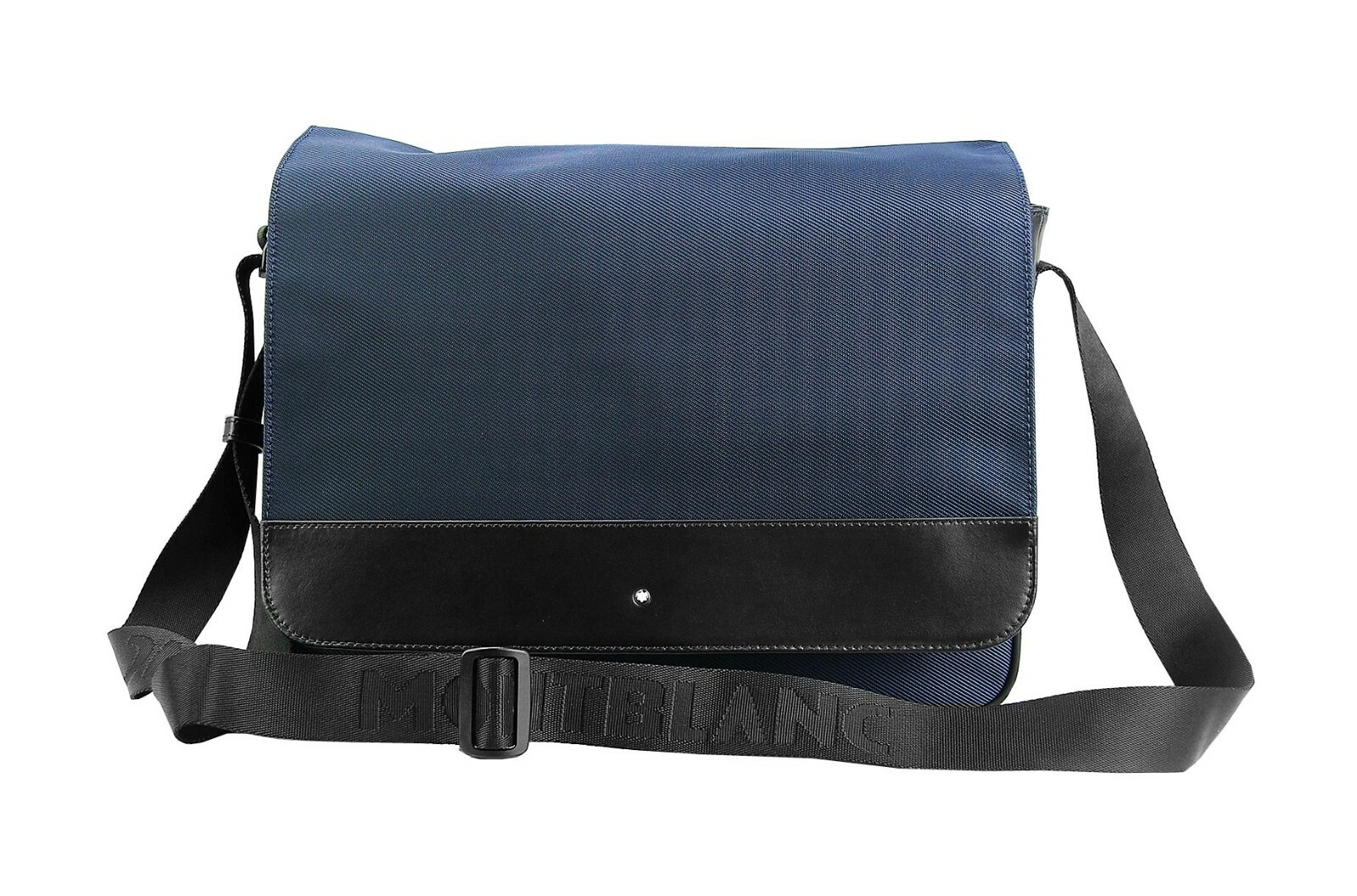 MONTBLANC NIGHTFLIGHT MESSENGER SHOULDER BAG BLUE BLACK LEATHER & CANVAS 116783