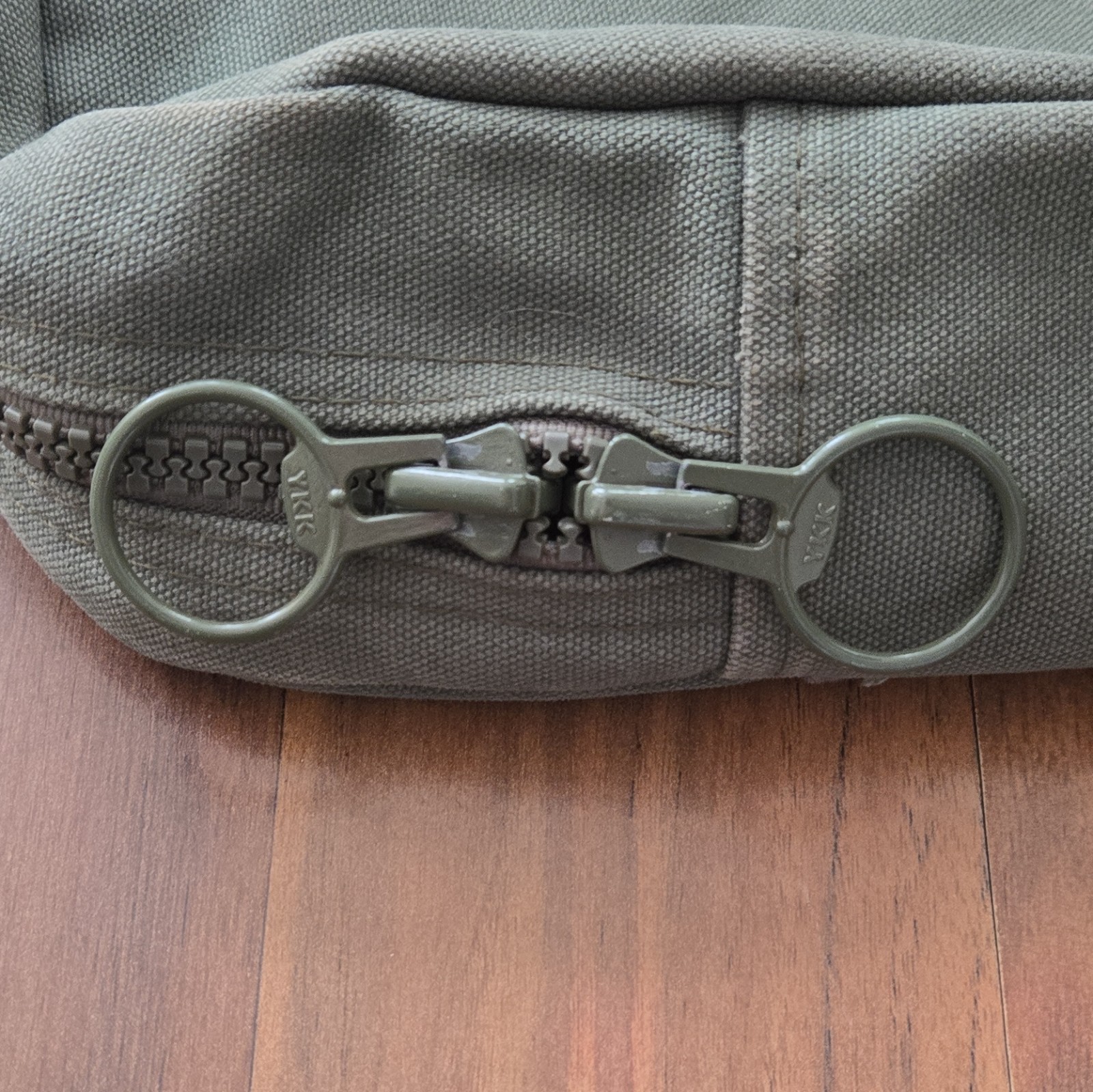 Lands’ End Vintage Green Solid Zip Briefcase Canvas Bag Handles Pockets USA