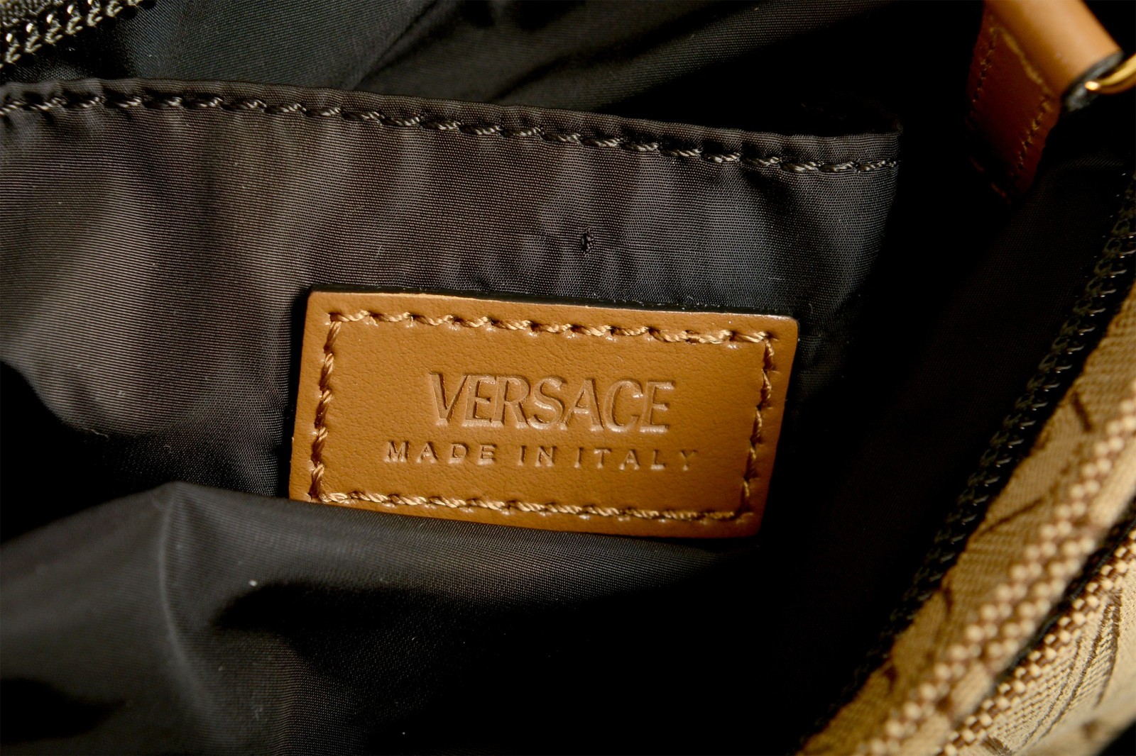 Versace Unisex Gold Medusa Logo Print Canvas Crossbody Shoulder Bag