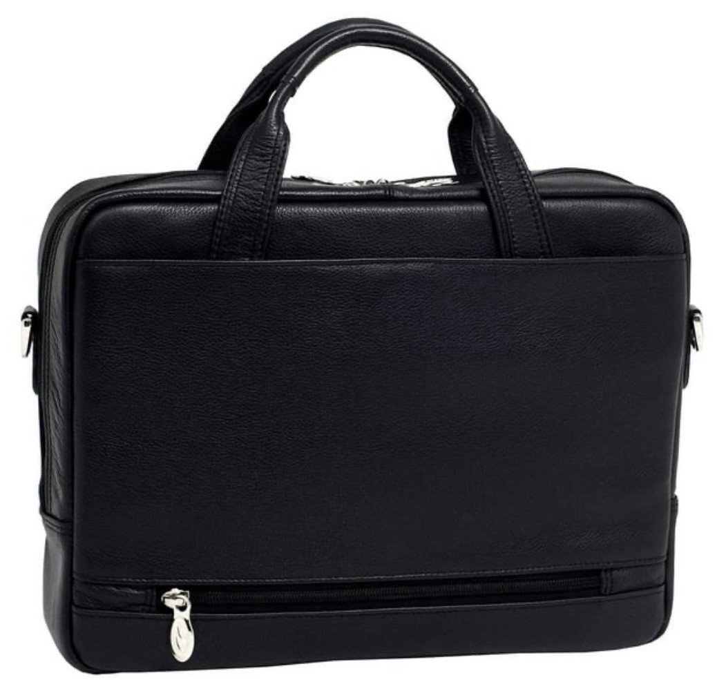 McKlein BRIDGEPORT, Large Laptop Briefcase, Pebble Grain Calfskin Leather