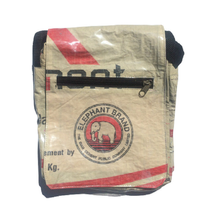 Elephant Brand Recycled Deluxe Small Messenger Small Logo, Cambodia Fair Trade